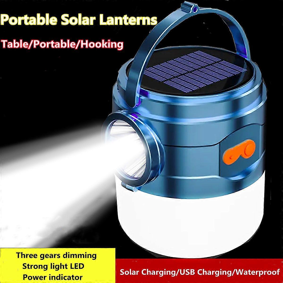 Solar USB Charging Portable Lanterns Hooking Led Light Multifunction Table Lamp Flashlights Camping Night Market