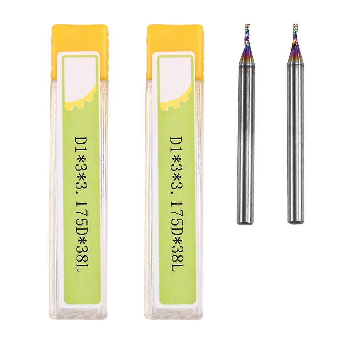 2PCS D1x3x3.175Dx38L Single Flute Solid Tungsten Carbide End Mill