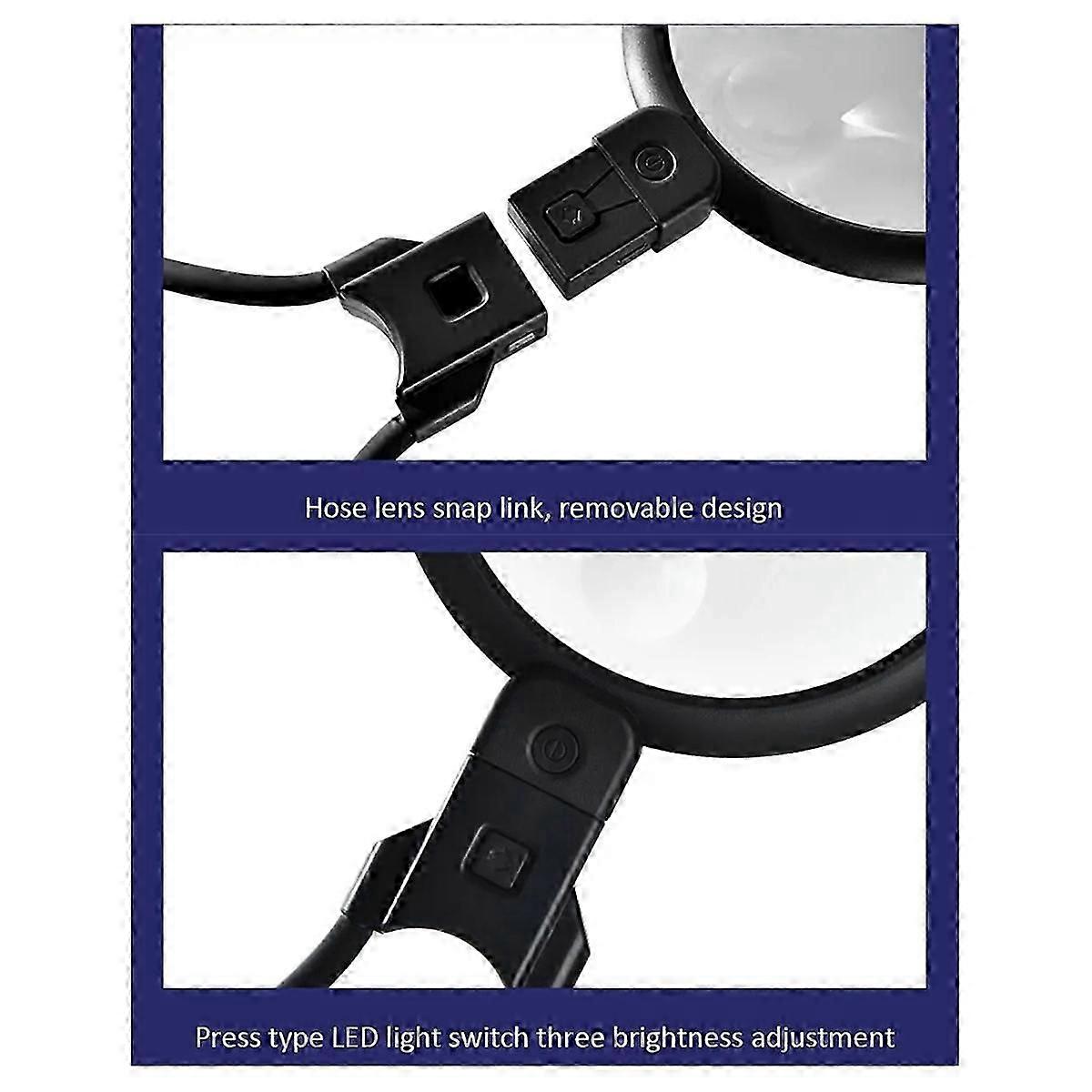 Hands Free Magnifying Glass 36 LED Lights,5X 15X Rechargeable Neck Wear Magnifier for Seniors Readi