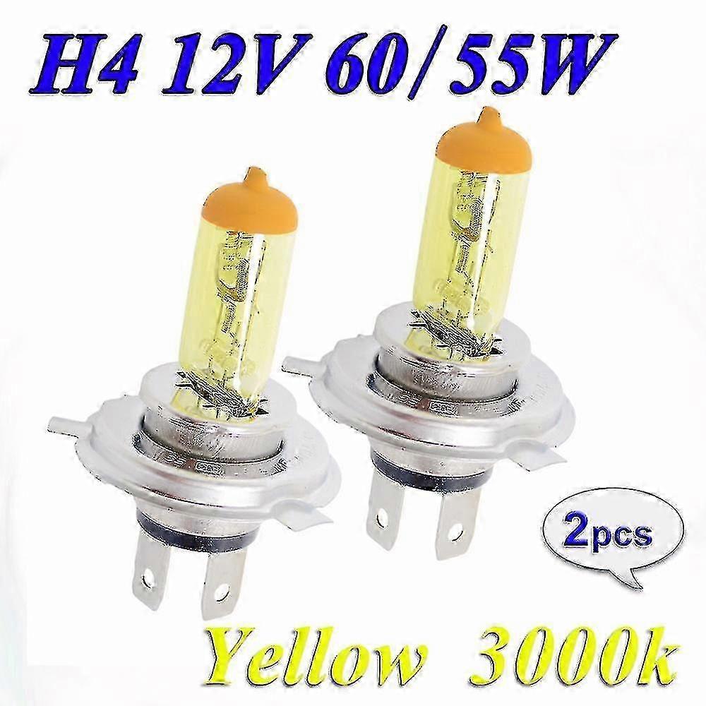 halogenpære h4 12v 60 / 55w gul 3000k forlygte glas bil lys auto lampe 2 stk (1 par)-excellence szrh a-c