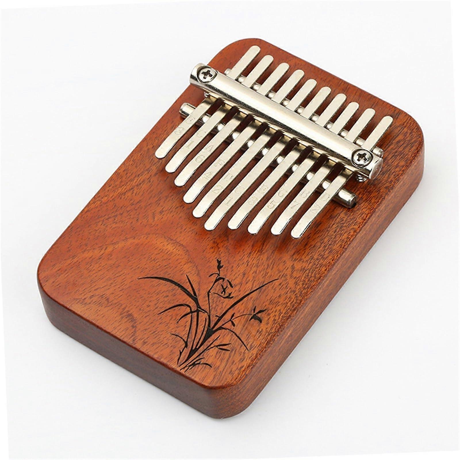 Kalimba 10-Note Thumb Piano for Beginners, Brown Wooden Double Finger Instrument with Clear Sound and Easy Playability