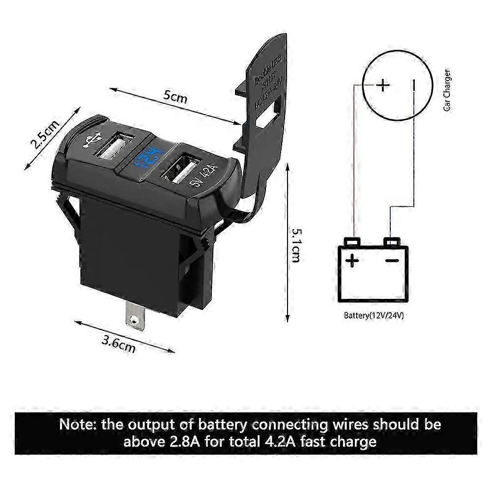 5v 4.2a Universal Led Car Charger Dual Usb Switch For Can-am Maverick X3 For Polaris Rzr 1000 800 900 Xp Ranger For Boat Utv Atv