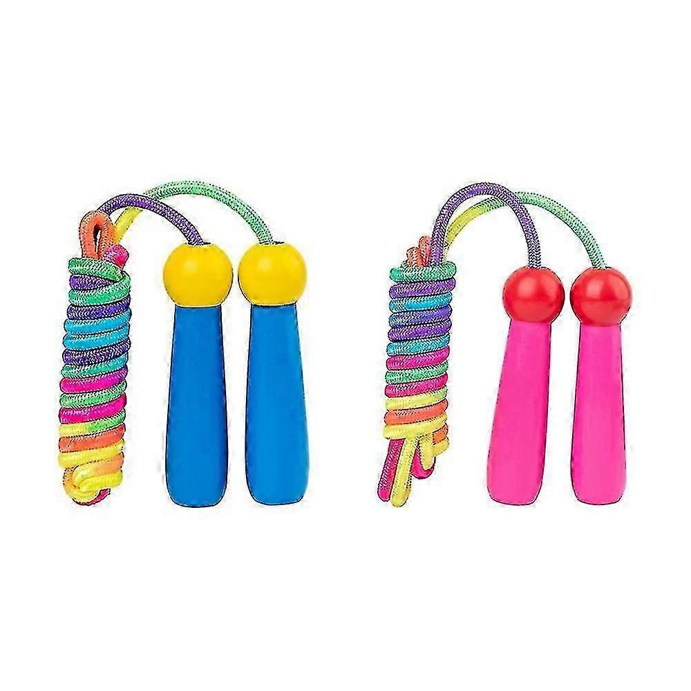 Children's Wooden Handle Jump Rope, Rainbow Jump Rope, Adjustable Jump Rope, Children's F