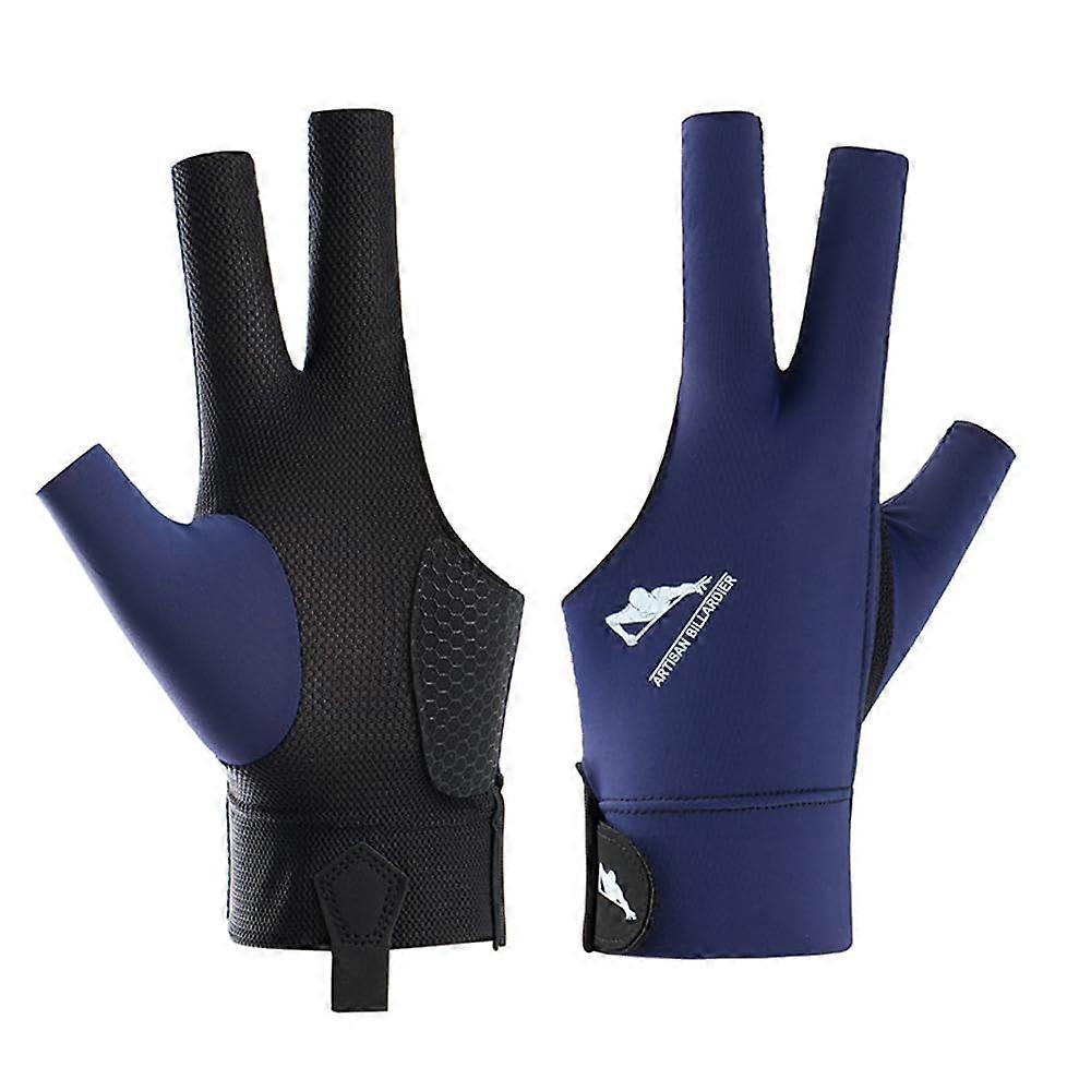 Billiard Glove Left, Billiard Glove, 3 Finger Cue Gloves, Snooker Gloves, Three Finger Gloves, NonSlip Pool Gloves, Adjustable Pool Gloves blue