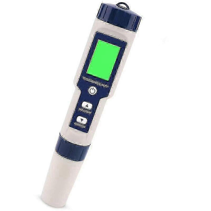 5-in-1 Electronic pH Meter, Suitable for Testing pH, TDS, EC Salinity, and Water Temperature Quality, LCD Display