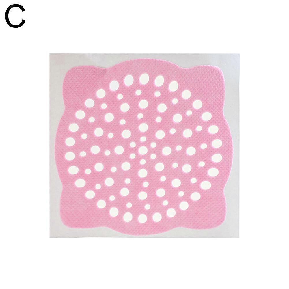 Pink (C)$Disposable hair filter stickers for kitchen and bathroom floor drain stickers non-woven fabrics for bathroom debris filter