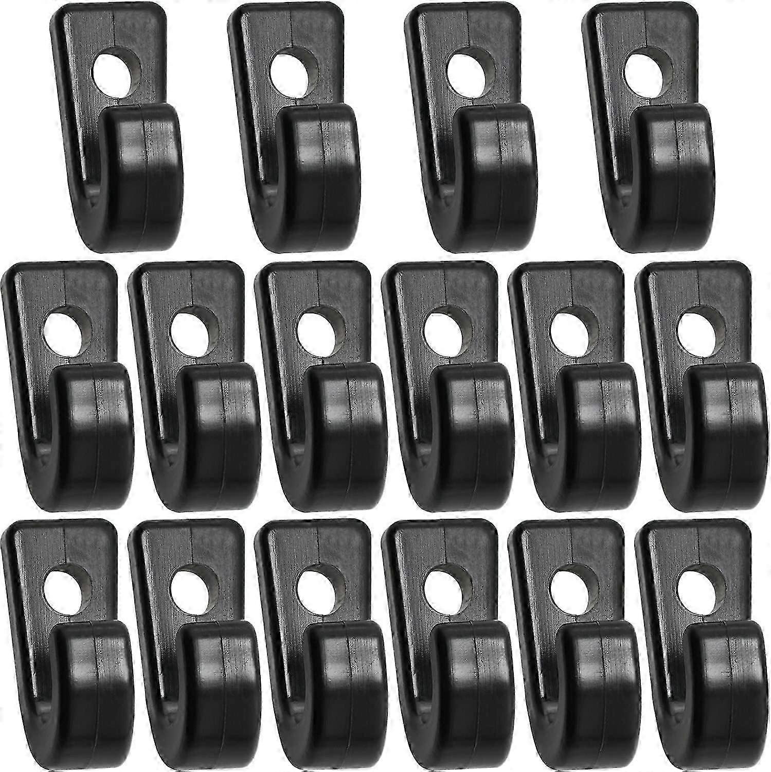 16pcs j shape down hooks nylon j-hooks lashing hooks for kayak bungee cord canoes boats, black p