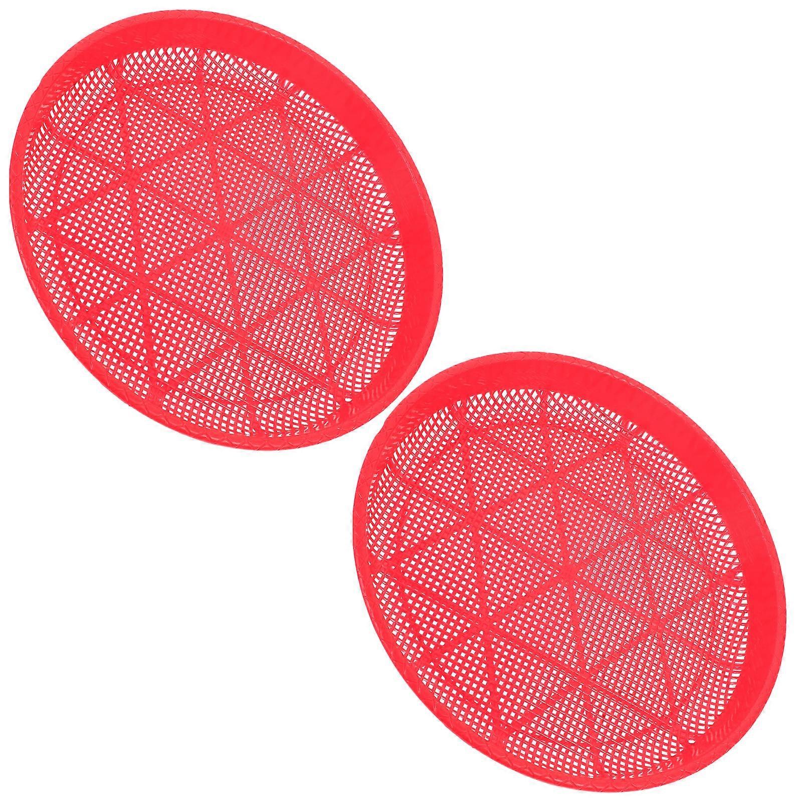 Food Drying Dustpan Sifter for Flour Storage 37.00X37.00X2.00CM Red 2Set
