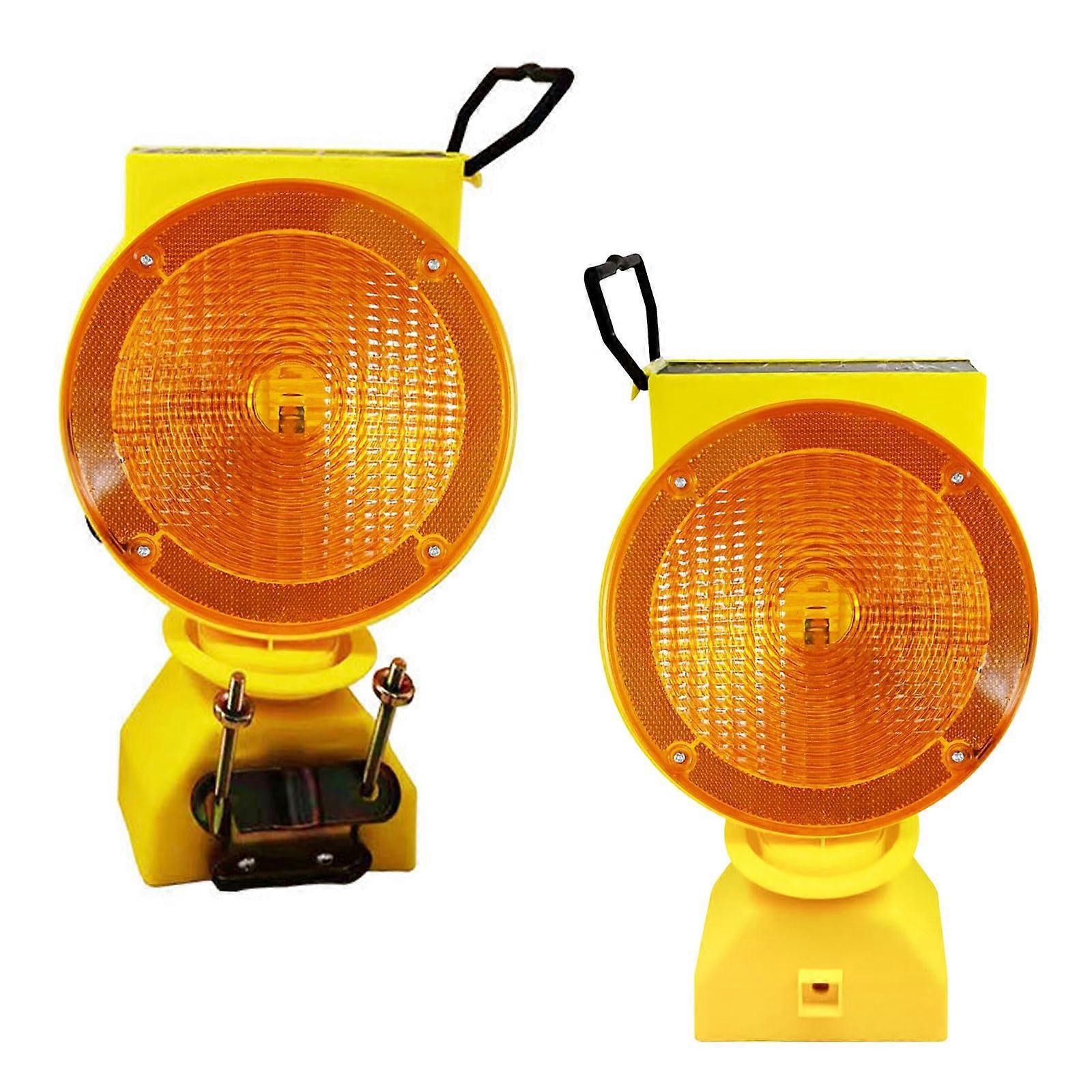 Solar Industrial Warning Lights, Rechargeable Red LED Barricade Light (2 Pieces)
