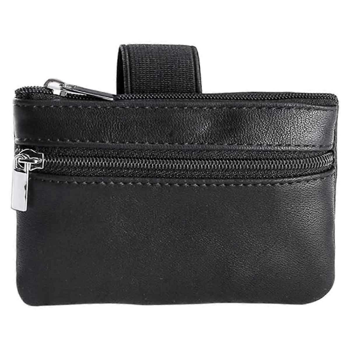 Small Leather Zip Wallet - Card Holder Black