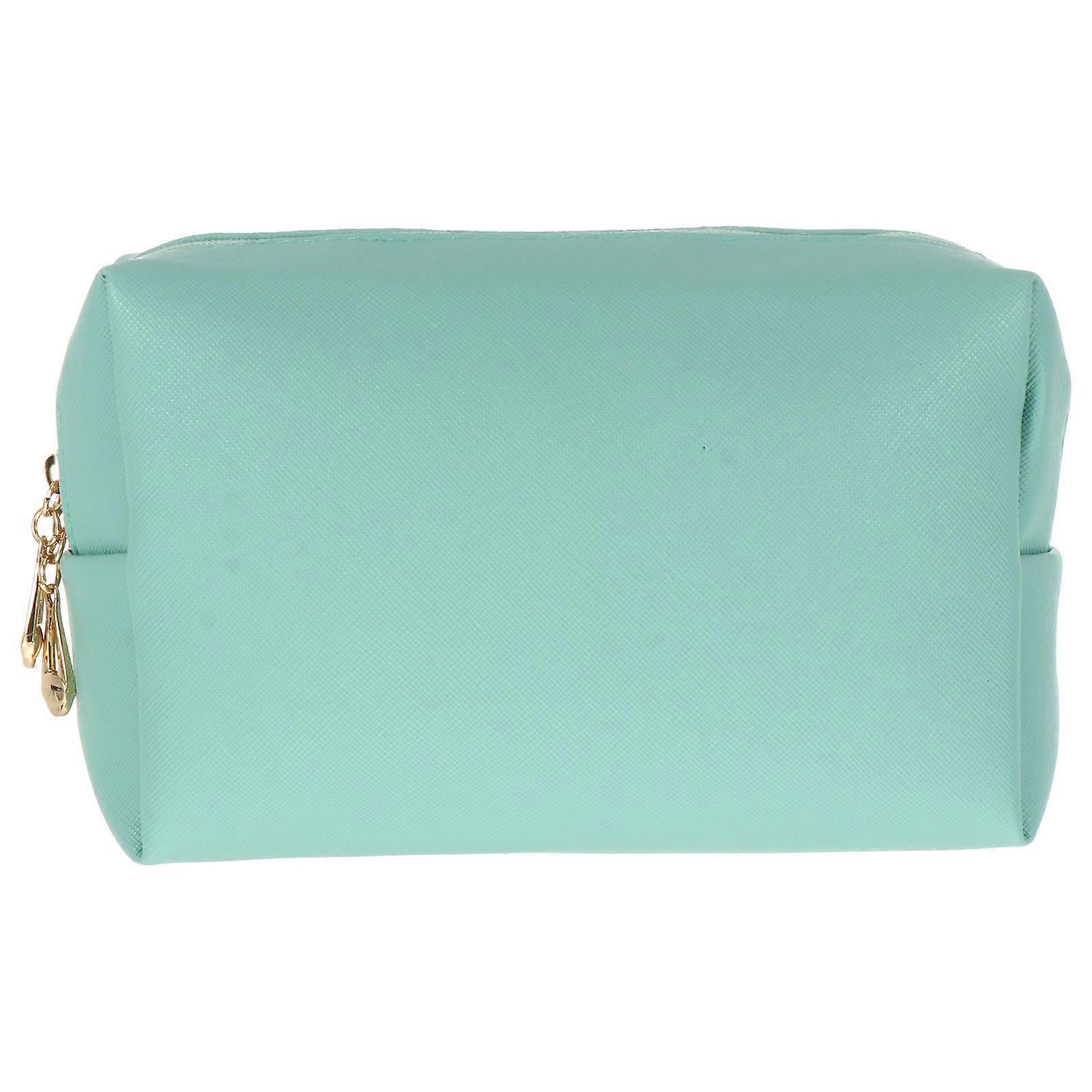 Handheld Travel Makeup Bag Pouch Square Shape Green Color 17x10.5x6cm Toiletries Storage 1Pack