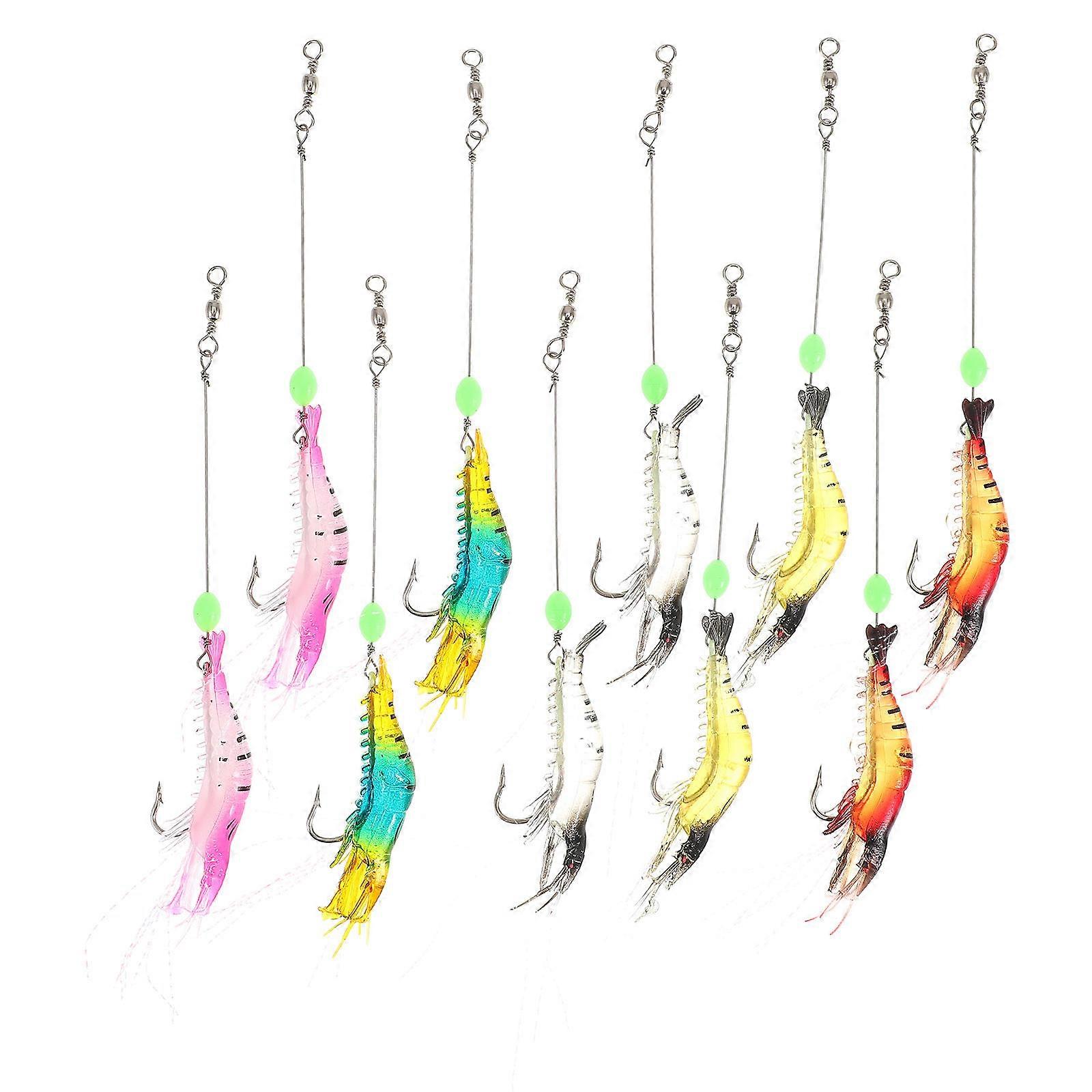 10pcs Durable Glow in the Dark Shrimp Lures, Realistic Fishing Bait for Freshwater and Saltwater, Lifelike Design for Bass and Trout Fishing