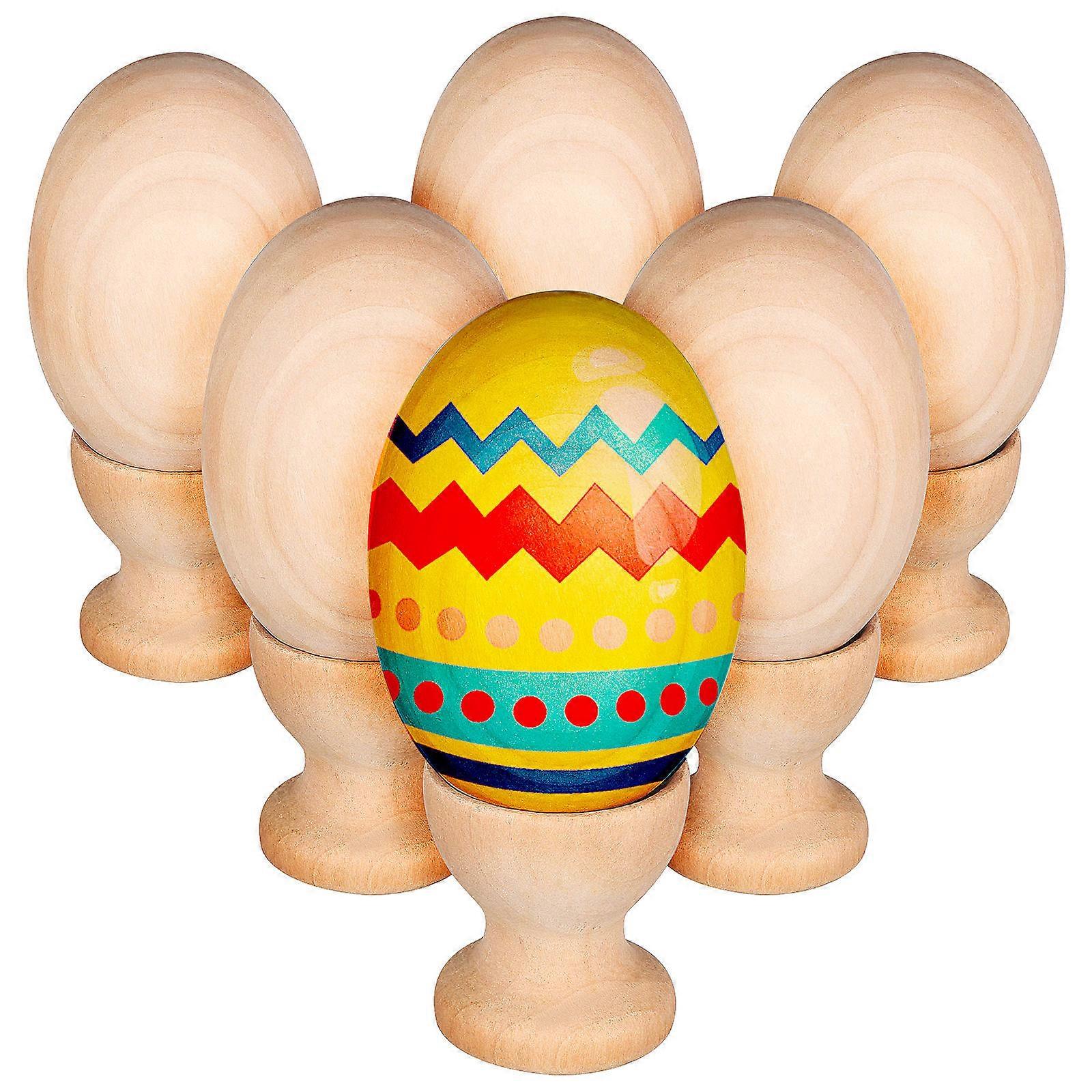 卵形を飾るための空白の木の卵6個