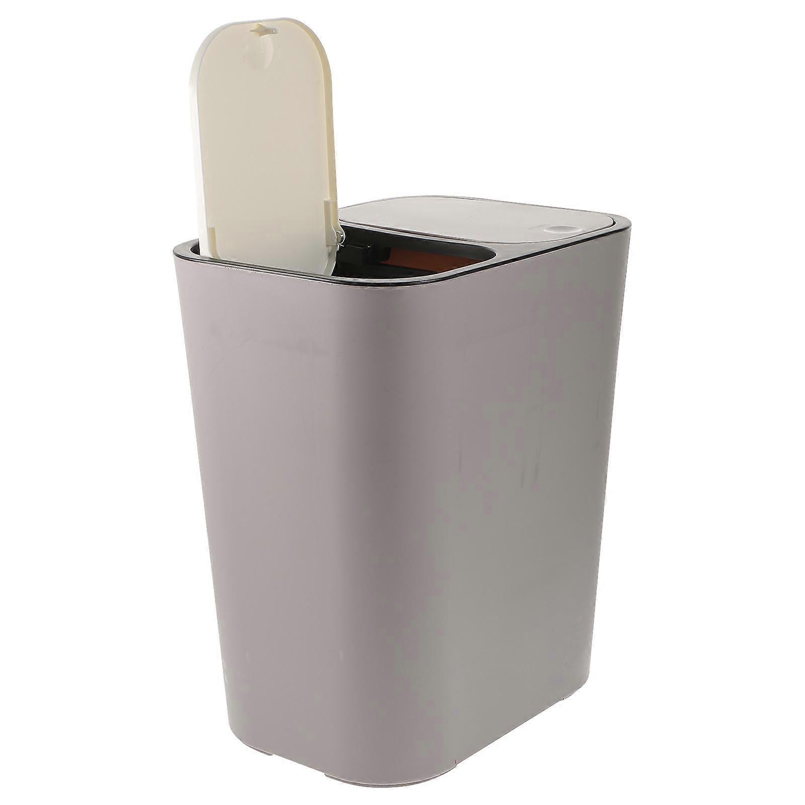Here's a refined and professional product description based on the title you provided:
**Double Compartment Garbage Bin with Lid – Grey Wet & Dry