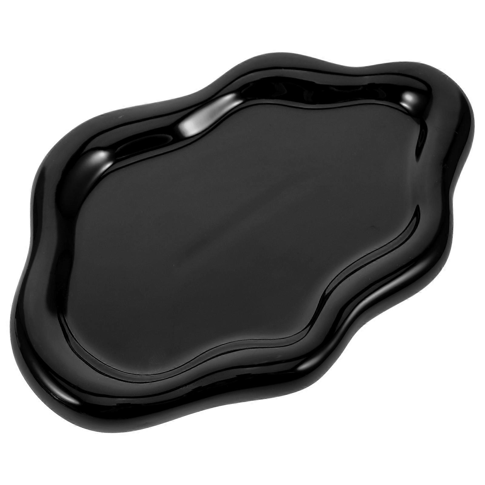 Ceramic Spoon Rest Cloud Shaped Table Decor For Kitchen Utensil Holder Black 1Pack