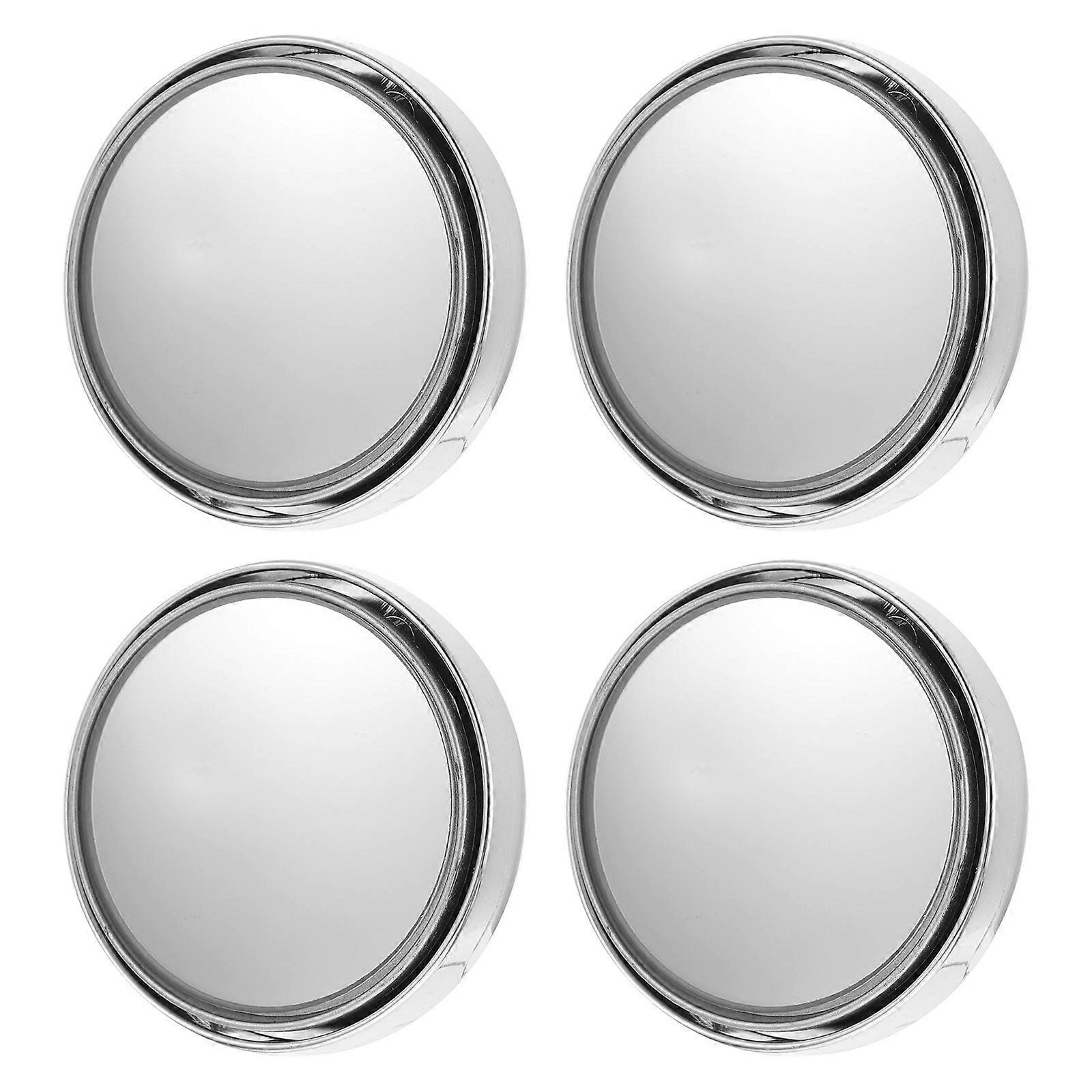 Silver Rotatable Push Type Mirror for Car with Wide Angle Lens 2 Pairs