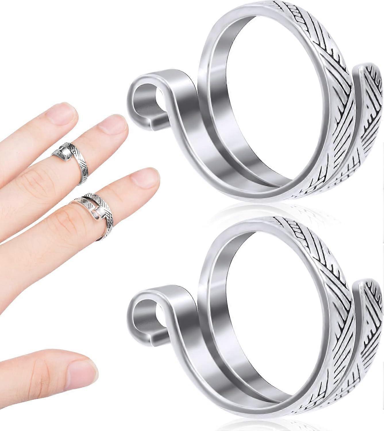 Pack Adjustable Crochet Tension Rings, Finger Knitting Thimbles, Silver