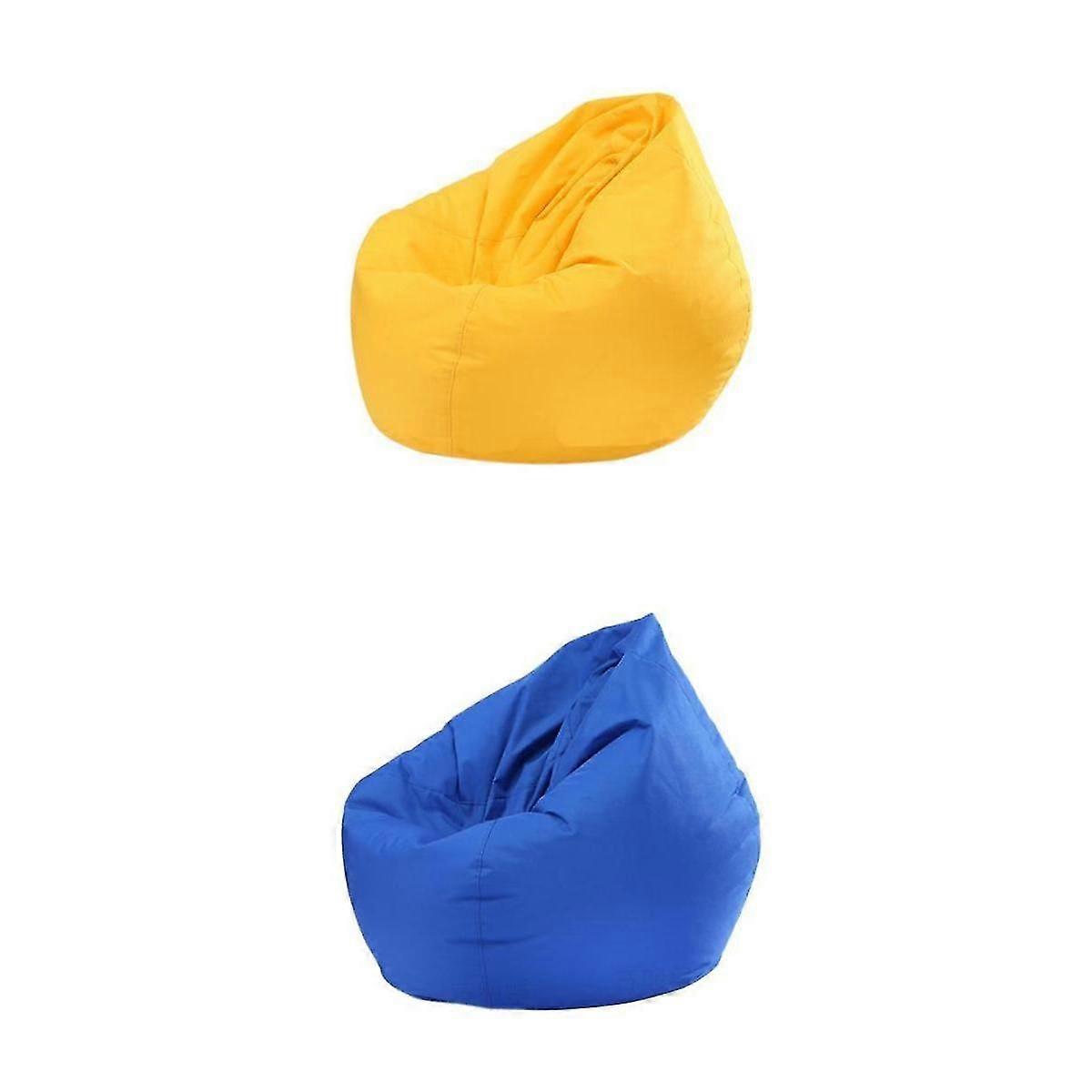 2PCS Large Adult Size Bean Bag Cover Toy Clothes Storage Yellow and Blue