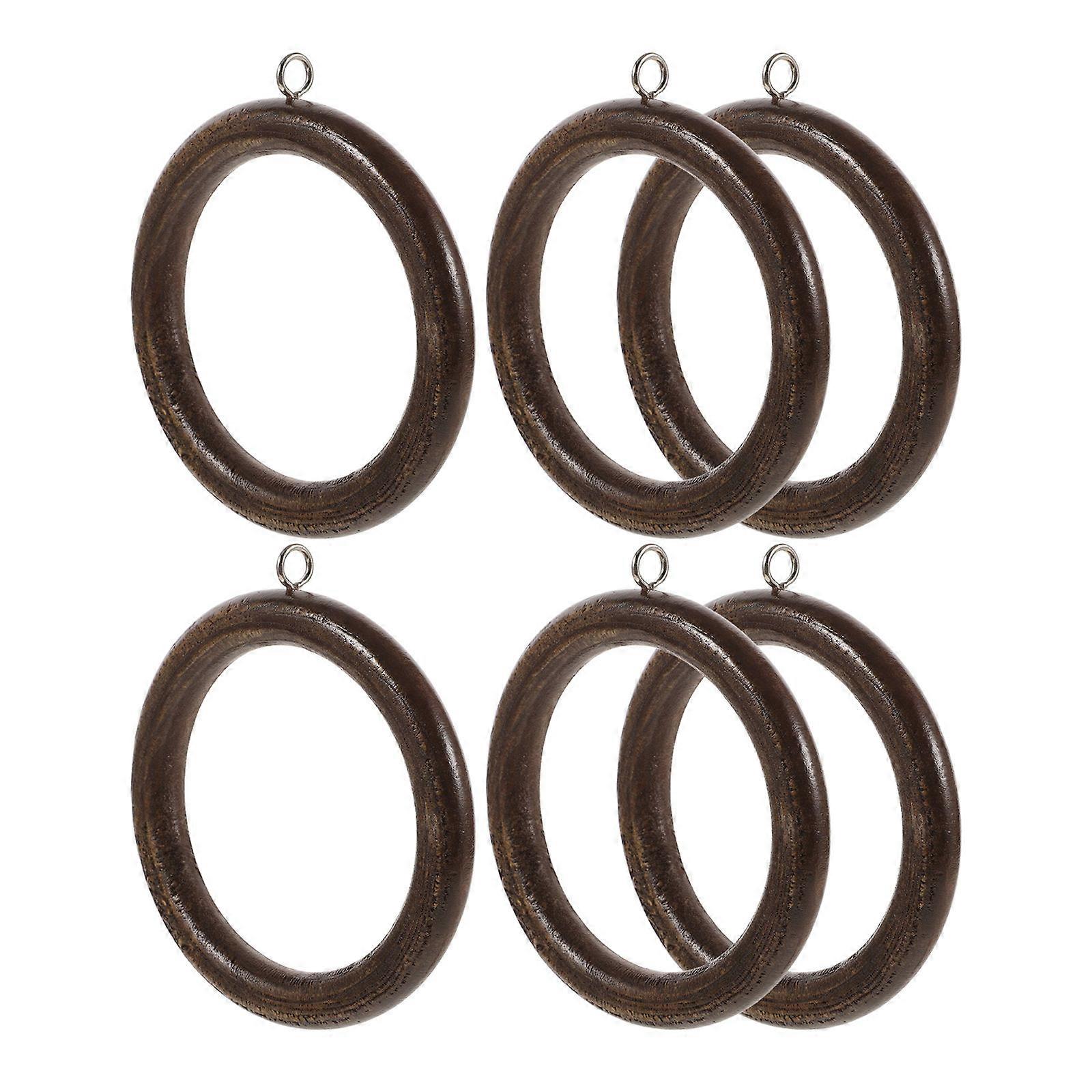 Wooden Curtain Rings Easy Installation Circular Shape Home Decor 6Pcs