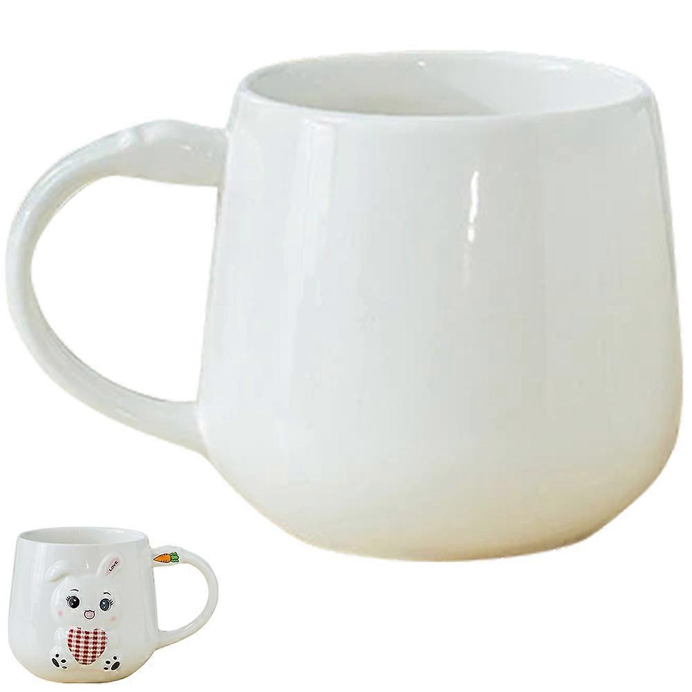 Bunny Embossed Ceramic Mug for Home and Office Color 5.5X3.9X3.7in Suitable for Various Drinks 1Set