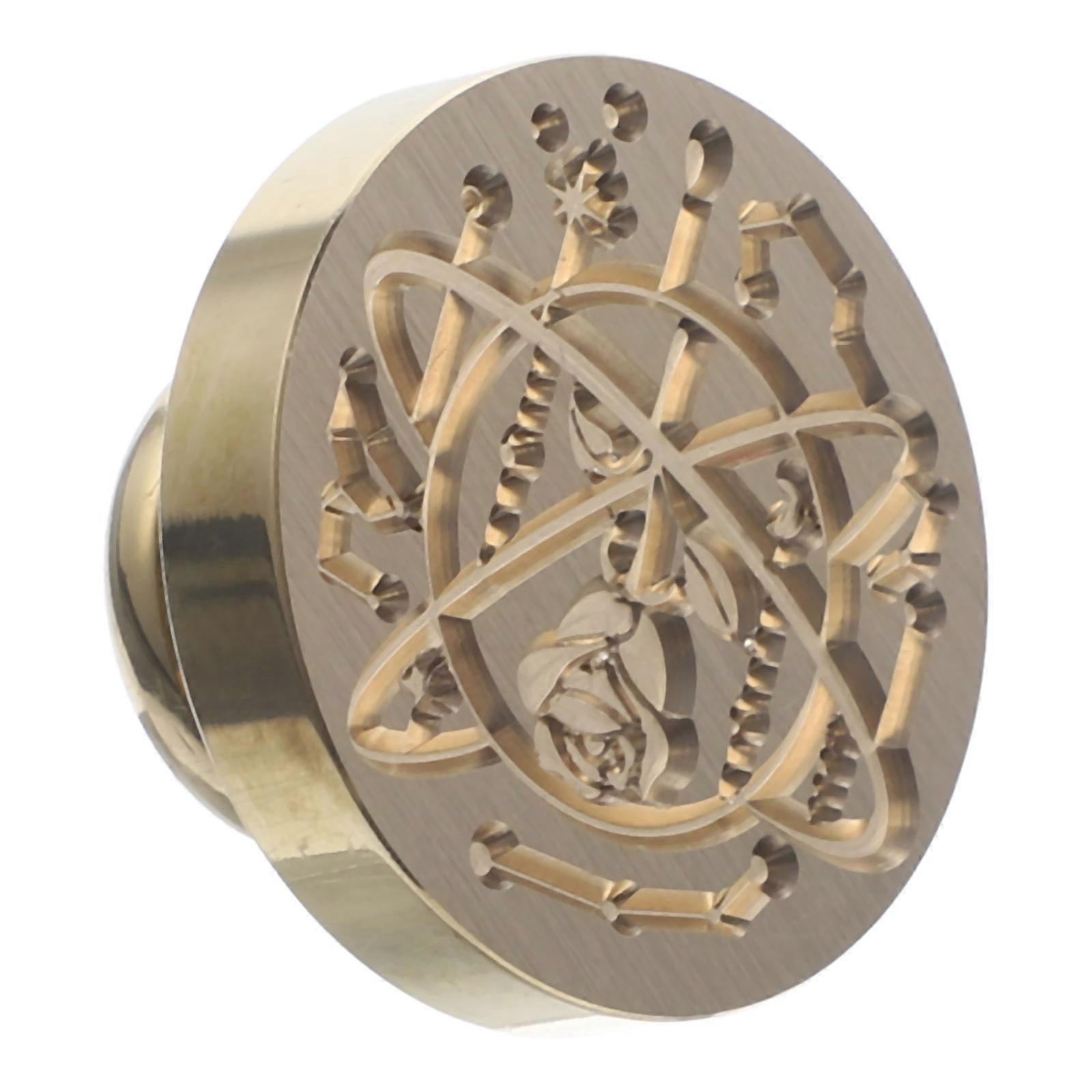 Copper Stamp Head Delicate Lacquer Seal Stamp Head Sealing Head Round Shape For Birthday Party Invitations 2.5X2.5CM 1Pcs