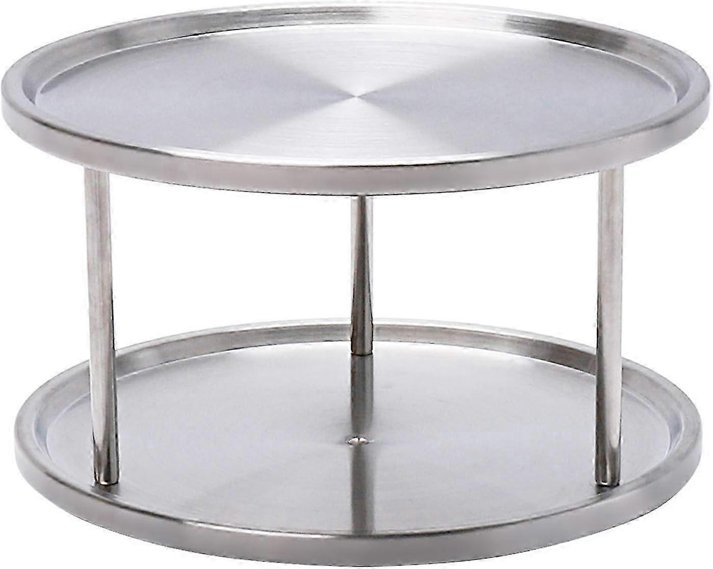 Stainless Steel Spice Rack, Lazy Susan Turntable, 2-Tier 360 Degree Rotating Lazy Susan Cabinet Organizer, 10 inch