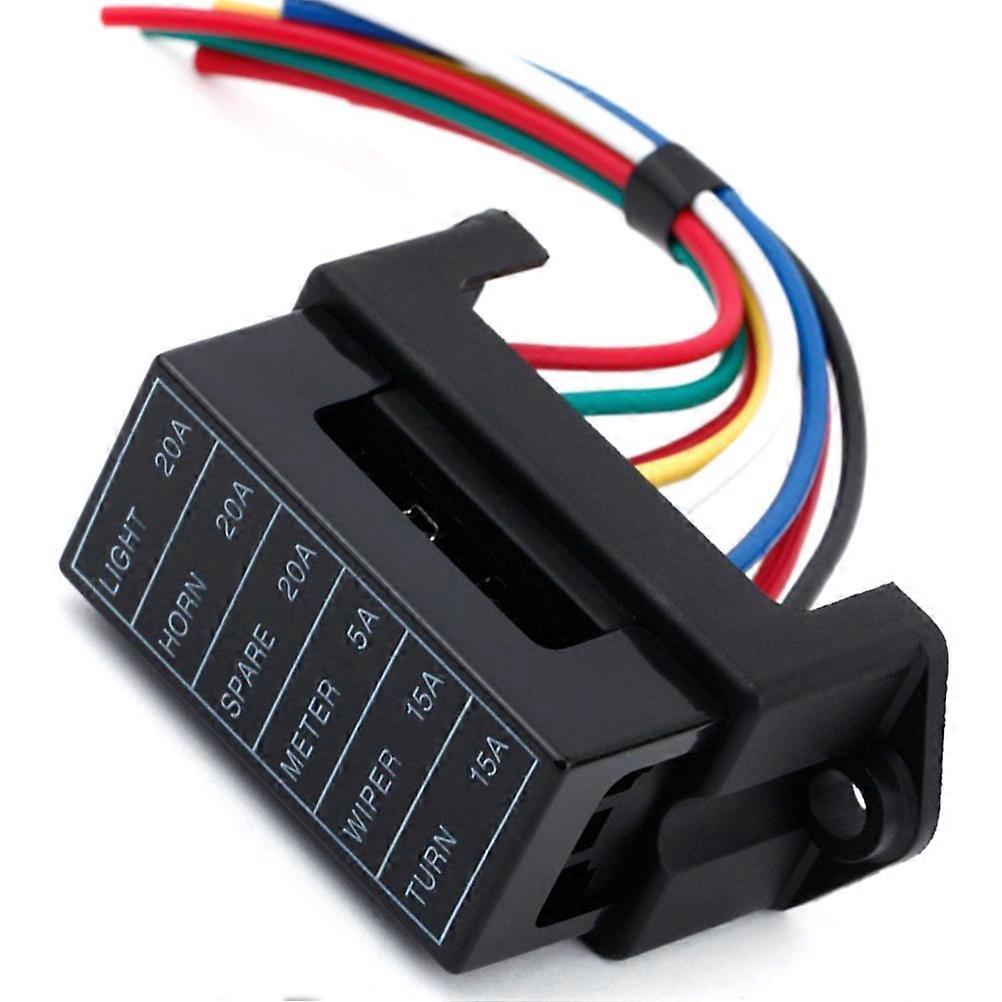 Auto Fuse Holder 6-Way 2-Input Fuse Board Circuit Protection For Plastic Metal 1Pack
