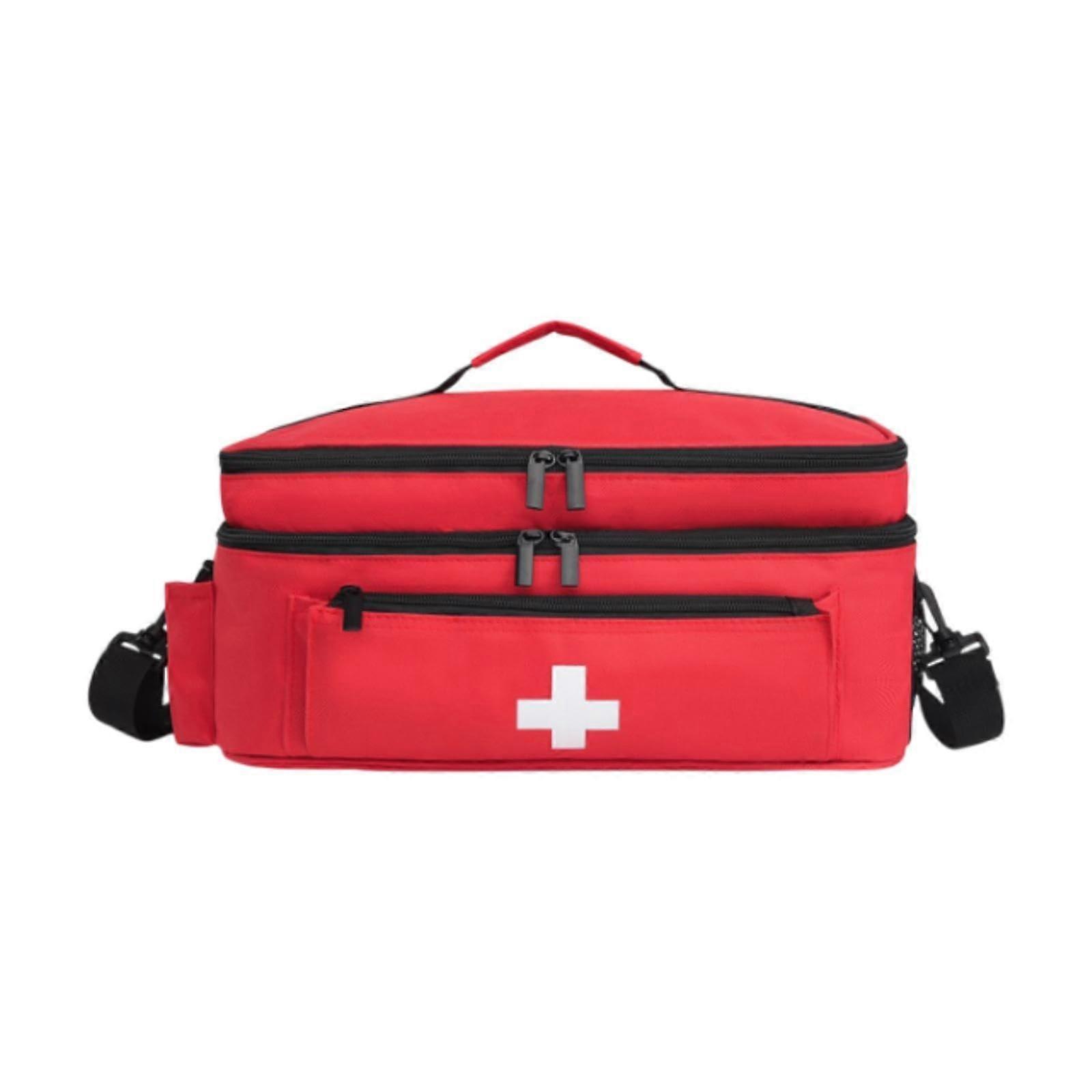First Aid Bag Empty Storage Pouch Smooth Zipper Emergency Supplies Kit Organizer For Outdoor Home Hiking Travel Red