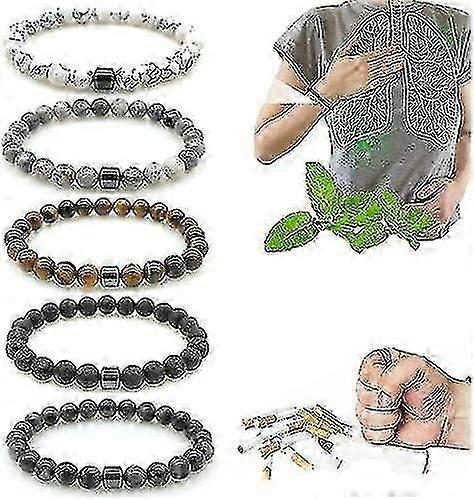 أساور الإقلاع عن التدخين الثلاثية الحماية 8 مم مغناطيس مضاد للدخان سوار العلاج سوار التخلص من السموم في الرئة يعيد الرئتين الصحيتين للتدخين Cessatio