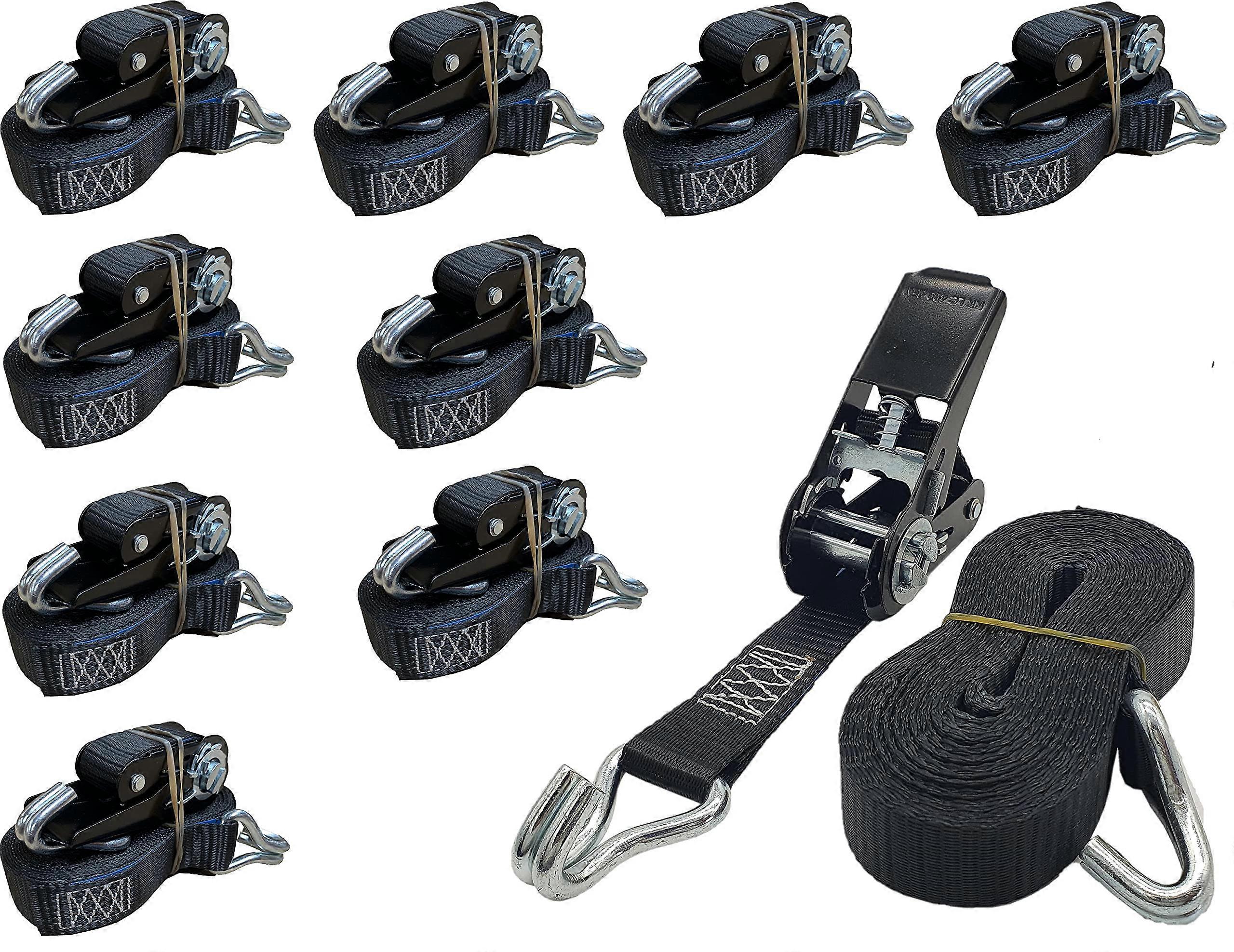 10 x Professional Tie Down Straps 400 / 800 kg 6 Meters 0.8 t Twopiece Ratchet Strap Lashing Strap DIN EN 121952