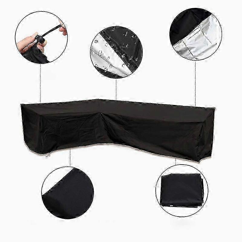 Patio Sofa Cover, 210d Waterproof Corner Sofa Table Chair Protection (1pcs, Black, 200*270*82cm)