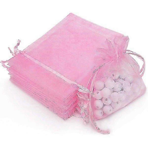 100 Pieces 2.8"x3.6" (7x9cm) Transparent Organza Drawstring
