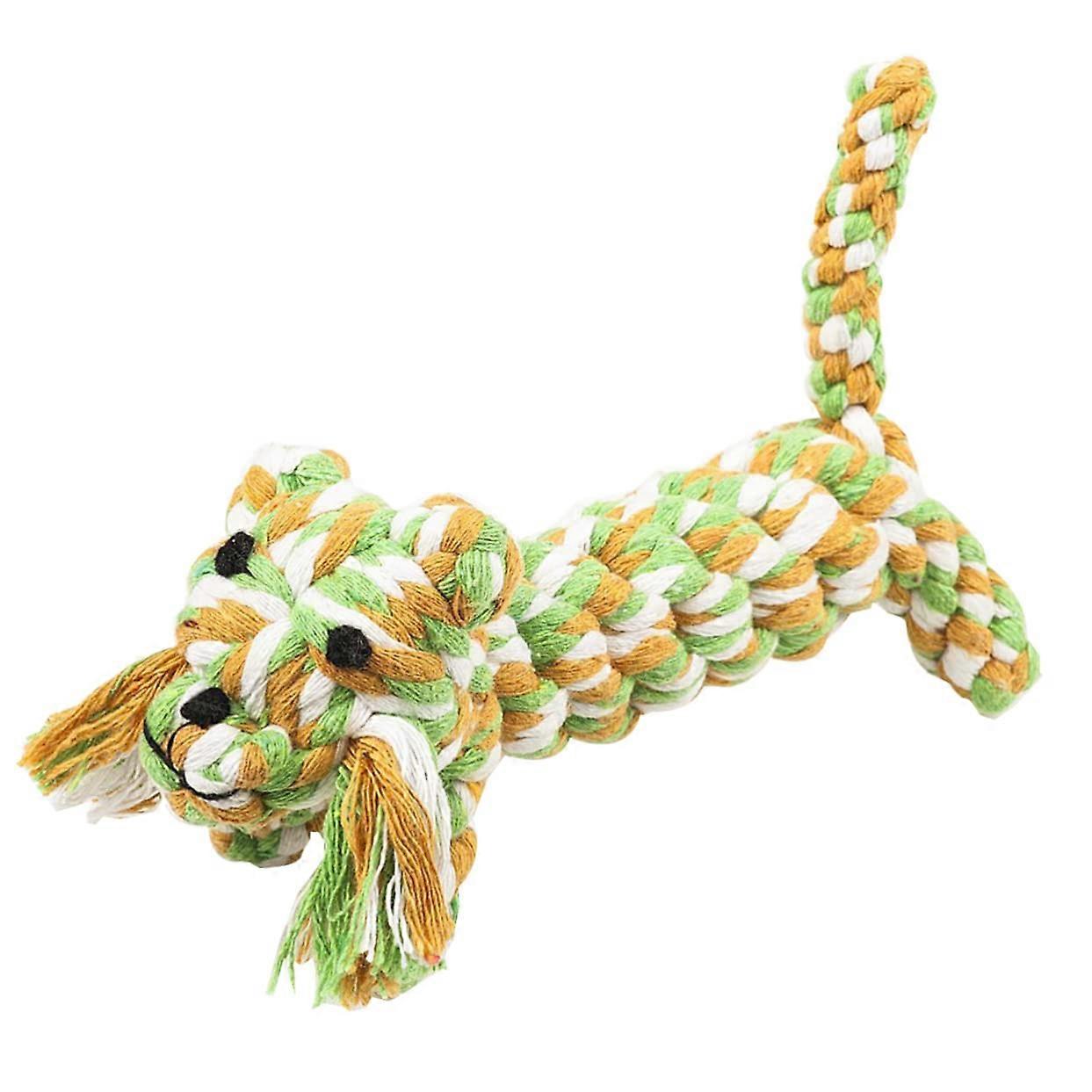 Mini Tiger Chew Rope Toy for Small Pets - Interactive Cartoon Teeth Cleaning Toy with Knots, 30cm, Durable and Colorful