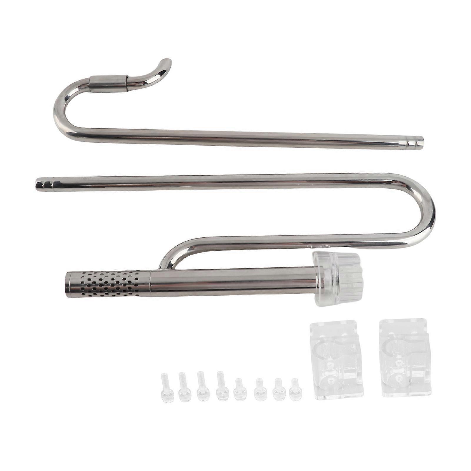 Adjustable 304 Stainless Steel Aquarium Inlet and Outlet Pipe with Aquarium Filter Surface Skimmer, 12mm Outlet and 12mm De-Oiling Film Inlet.