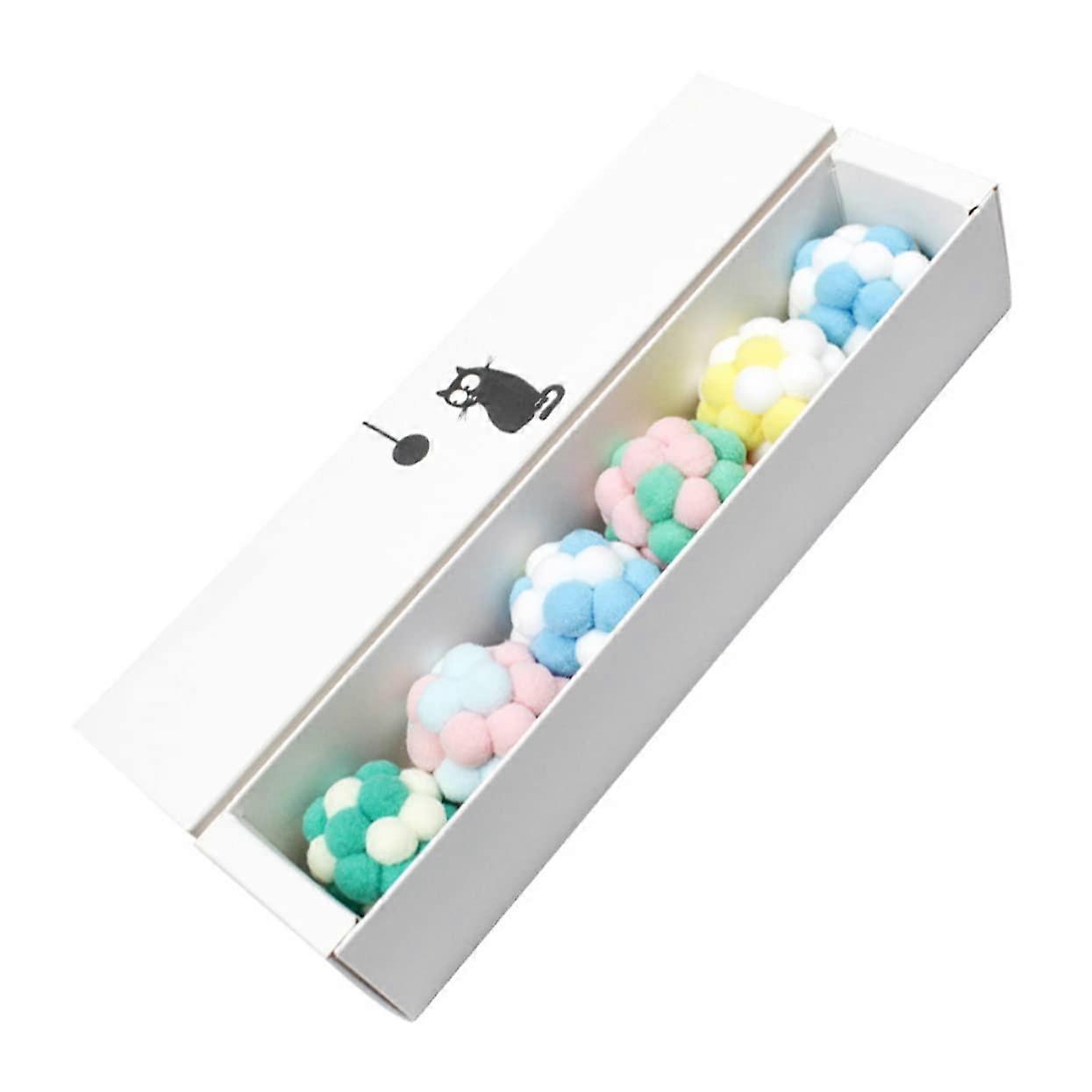 6-Piece Plush Cat Toy Set with Bell Ball for Dental Care, Interactive Play, and Exercise for Cats