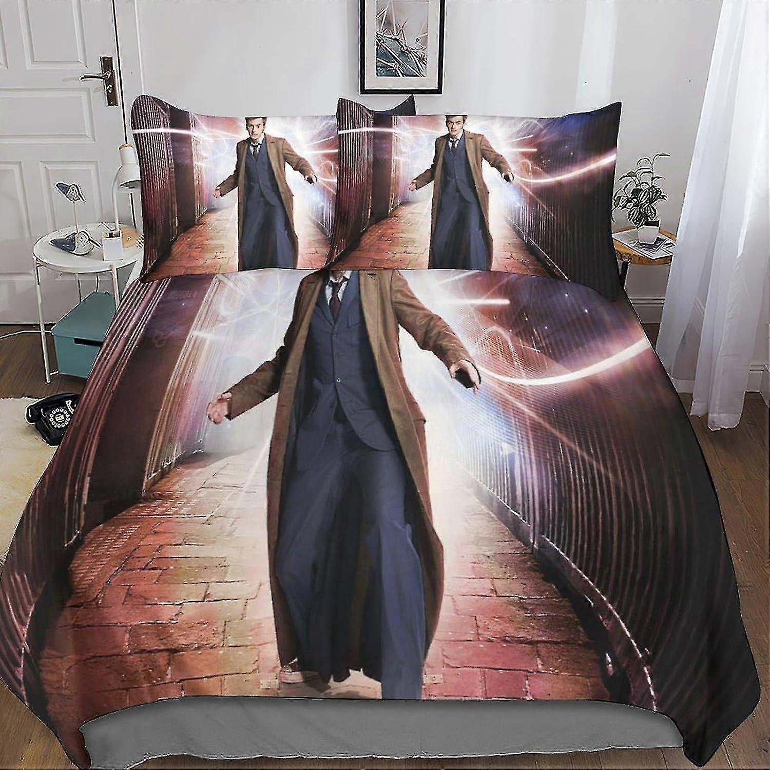 3 Pieces Quilt Cover Bedding Set with 3D Printed Design, Microfiber Material and Hidden Zipper Closure, Suitable for a Brand