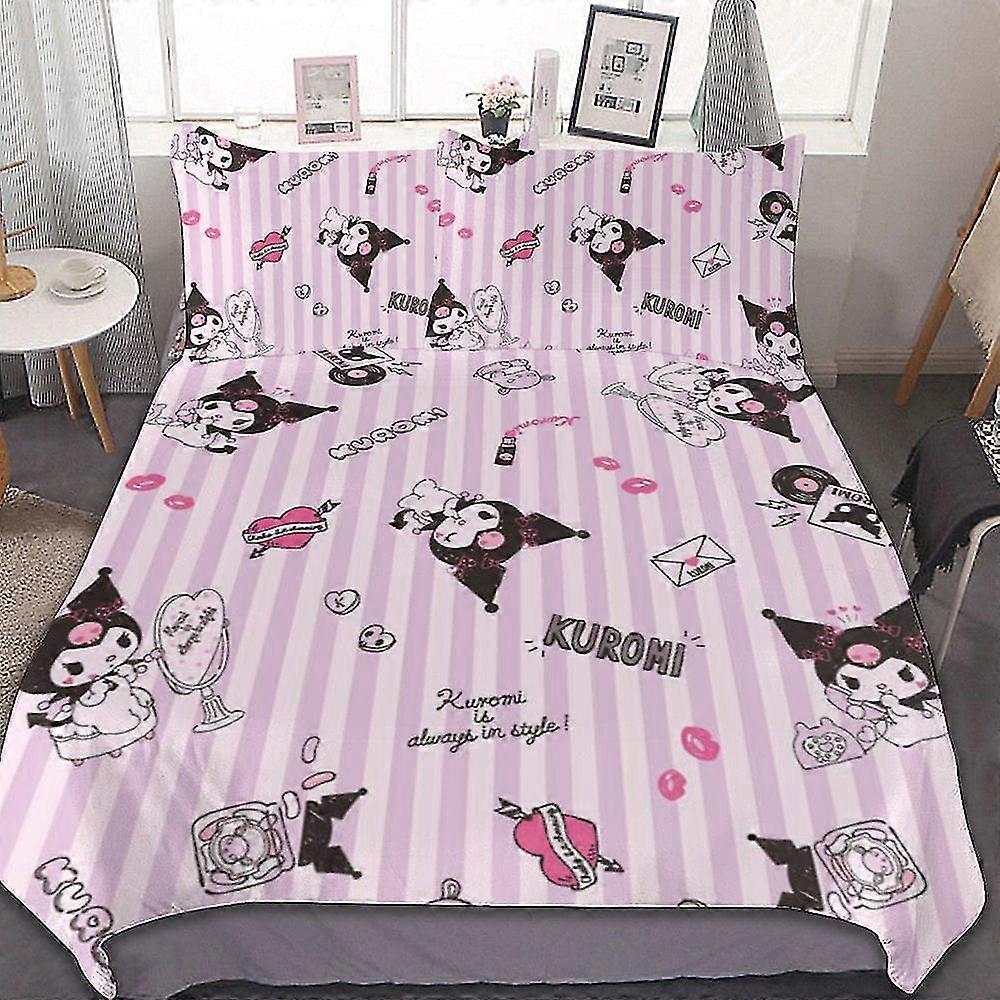 Conjunto de Cama de Desenho Animado Bonito com Impressão 3D, Decoração de Quarto Leve, 1 Capa de Edredom e 2 Travesseiros, 86x70