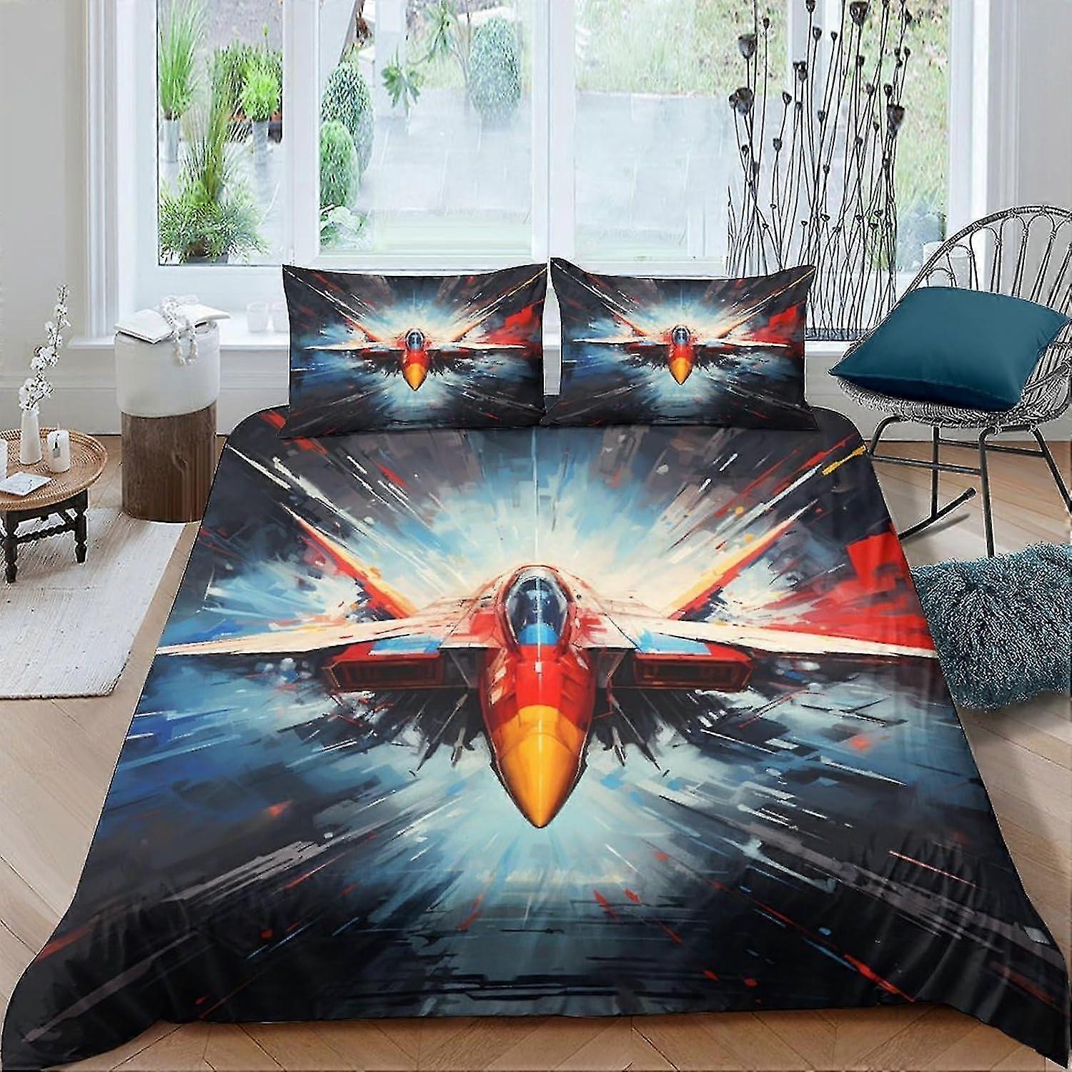 Jet Fighter Quilt Cover Piece Set with Various Cartoon