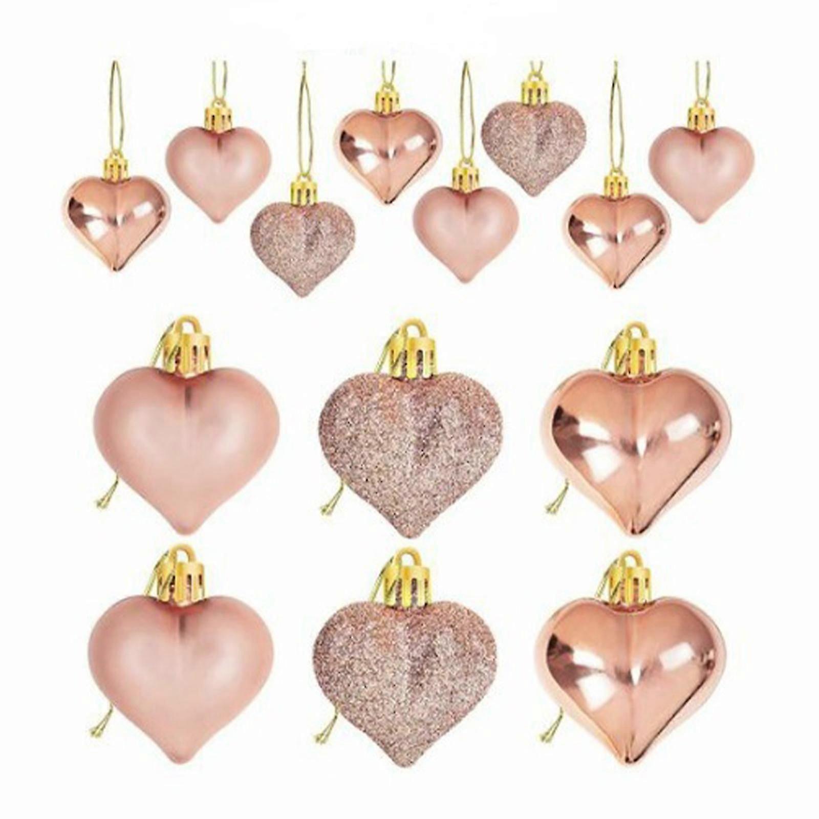 ツリーのためのバレンタインデーハートオーナメント、12pcsバレンタインツリーデコレーションバレンタインオーナメント