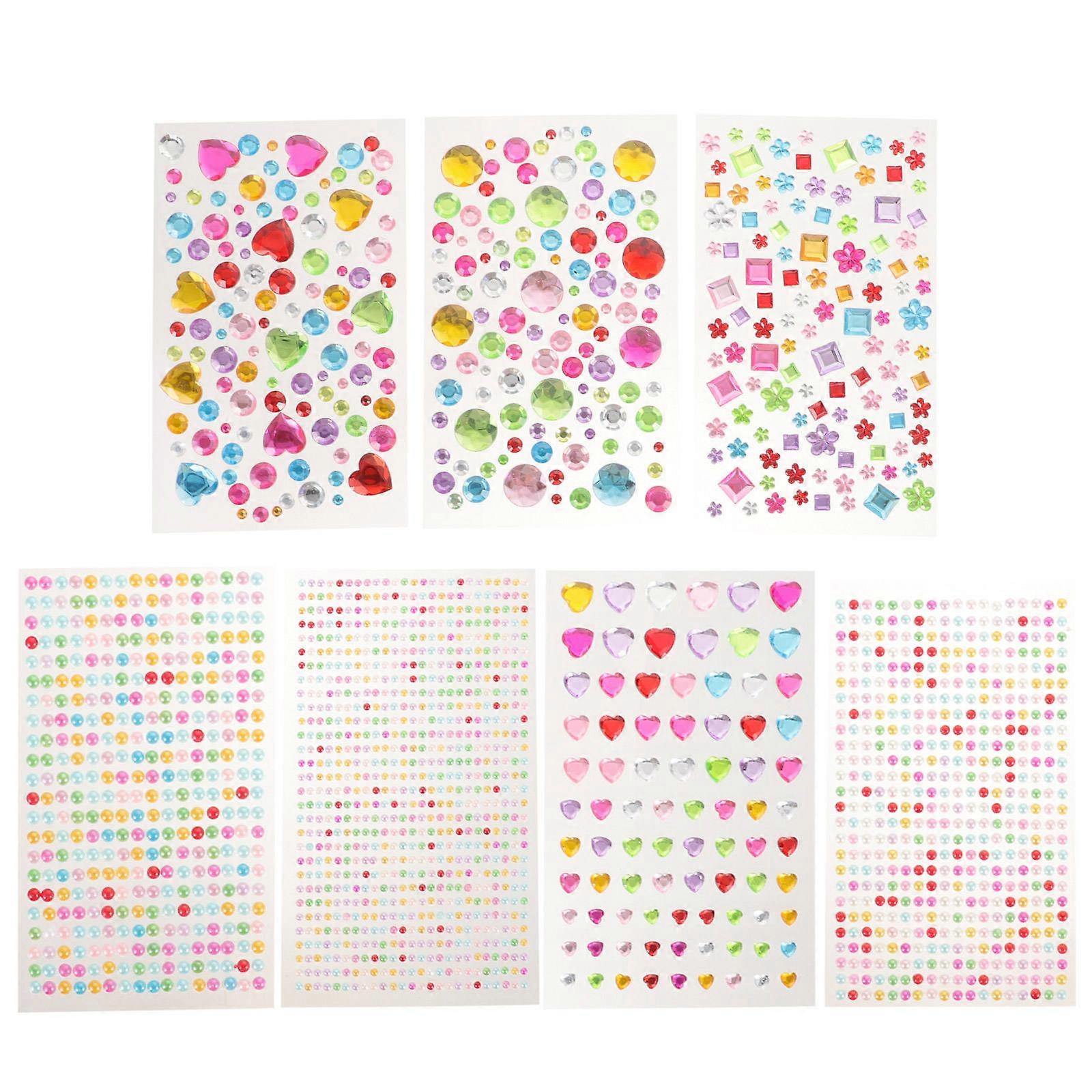 Self Adhesive Craft Stickers Decorative Gems Jewels for Scrapbooking Phone Cases DIY Art Creative Projects 7 Sheets