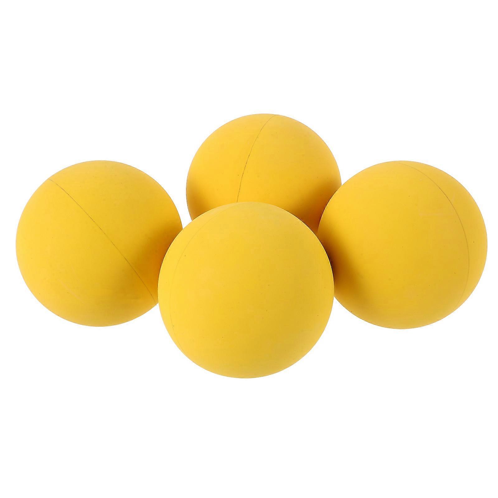 4pcs Yellow Rubber Balls High Rebound High Visibility Sports Balls for Game Practice and Training