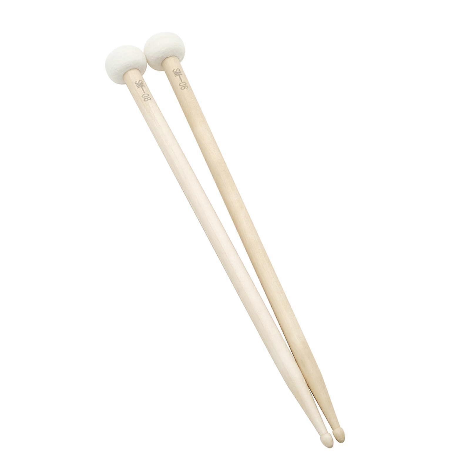 1 pair of doubleended drumsticks made of maple wood with soft felt heads