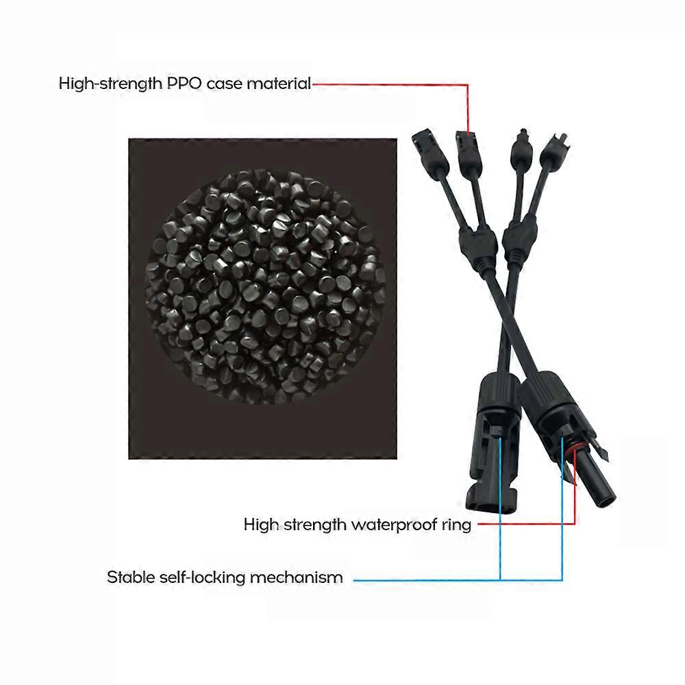Portable 2 Pieces Solar Panel Cable Adapter Waterproof IP67 Y-Shaped 3 Connected Branch Connector