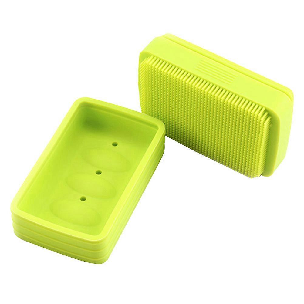 Shower Soap Holder Rectangular Silicone Soap Box Leak Proof Anti-Slip Design Green 10.3x6.3x4.6cm 1Pcs