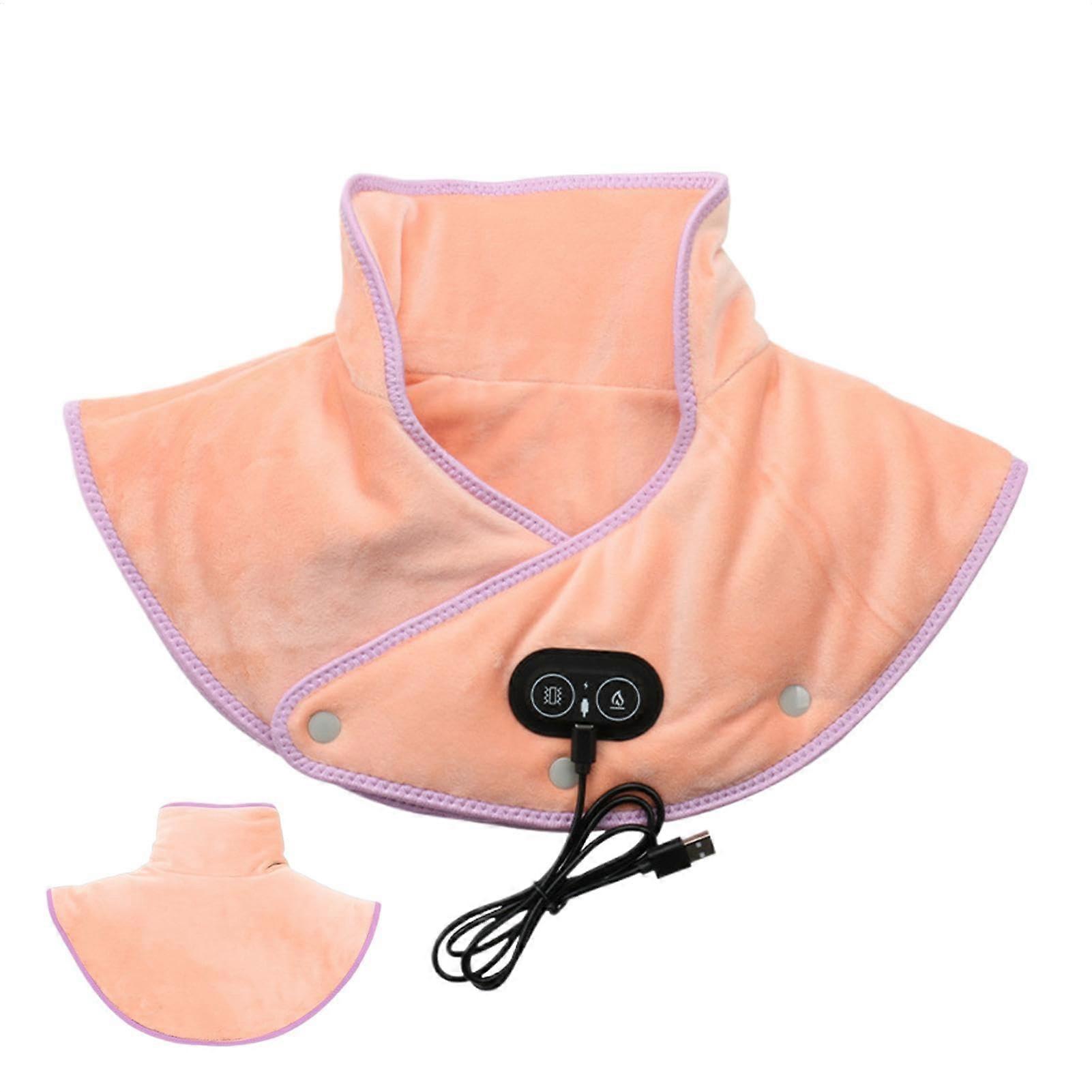 Neck and shoulder heating pad, 3 levels, heated neck pillow with massager, vibrating massage wrap, fastheating pad for home, work, travel, rose.