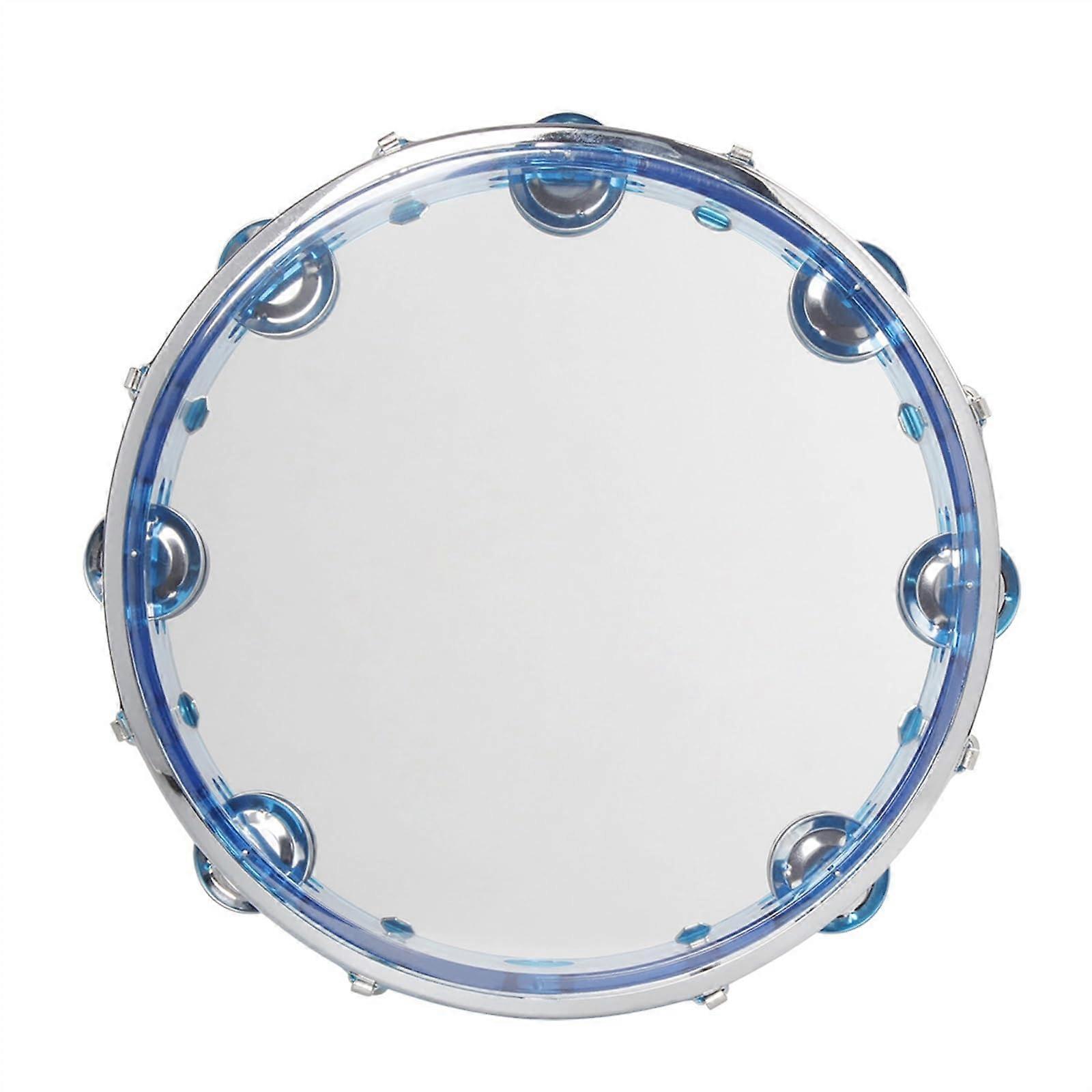 Large DoubleLayer Tambourine for Adults, Made of Plastic, Professional Hand Clap Party Tambourine Instrument (Color: Blue)