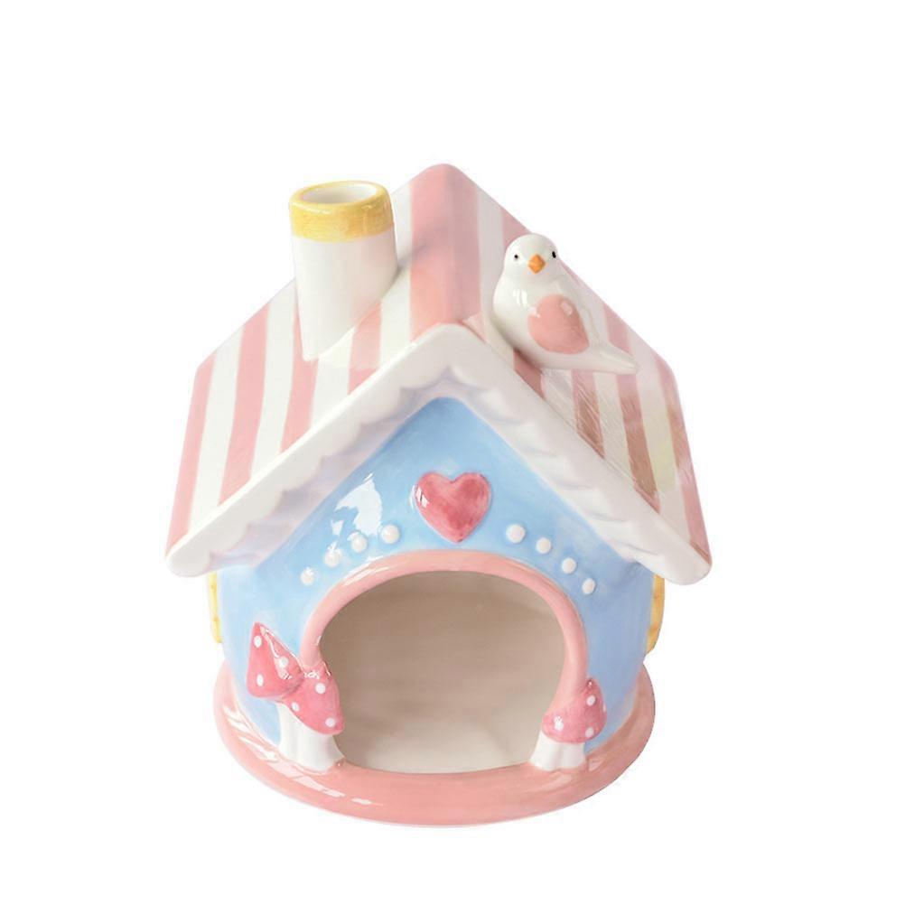 Ceramic Hamster House Pink Pet Hideout Hut for Small Pets Cartoon Design Durable Sleeping Nest for Hamsters Chinchillas Comfortable Indoor Retreat