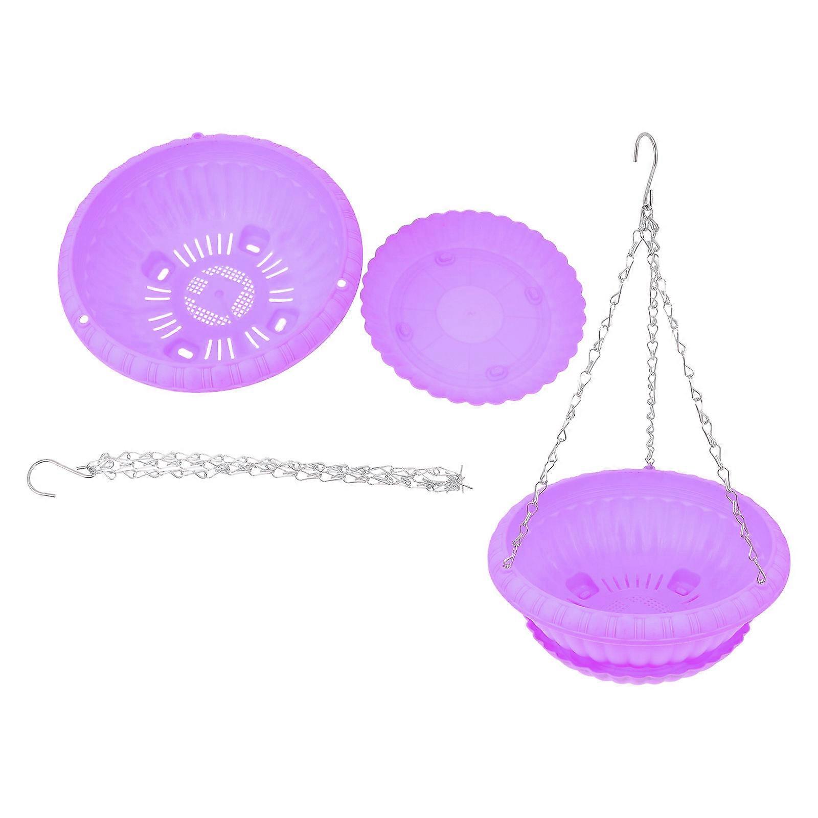 Purple Hanging Flowerpot for Storage Made of Durable Plastic Practical Decorative Fits Well with Plants 2 Sets