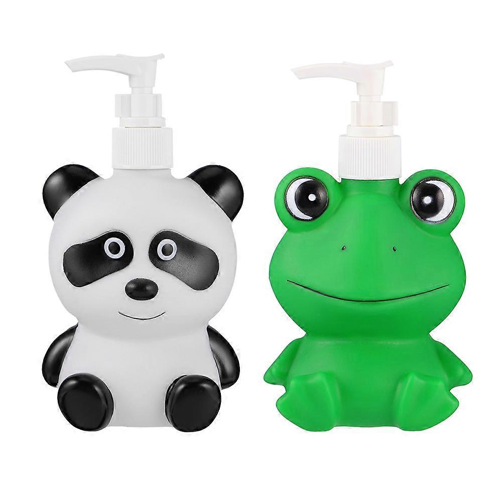 2pcs Cartoon Shower Bottles Empty Dispensers for Press Lotion Storage