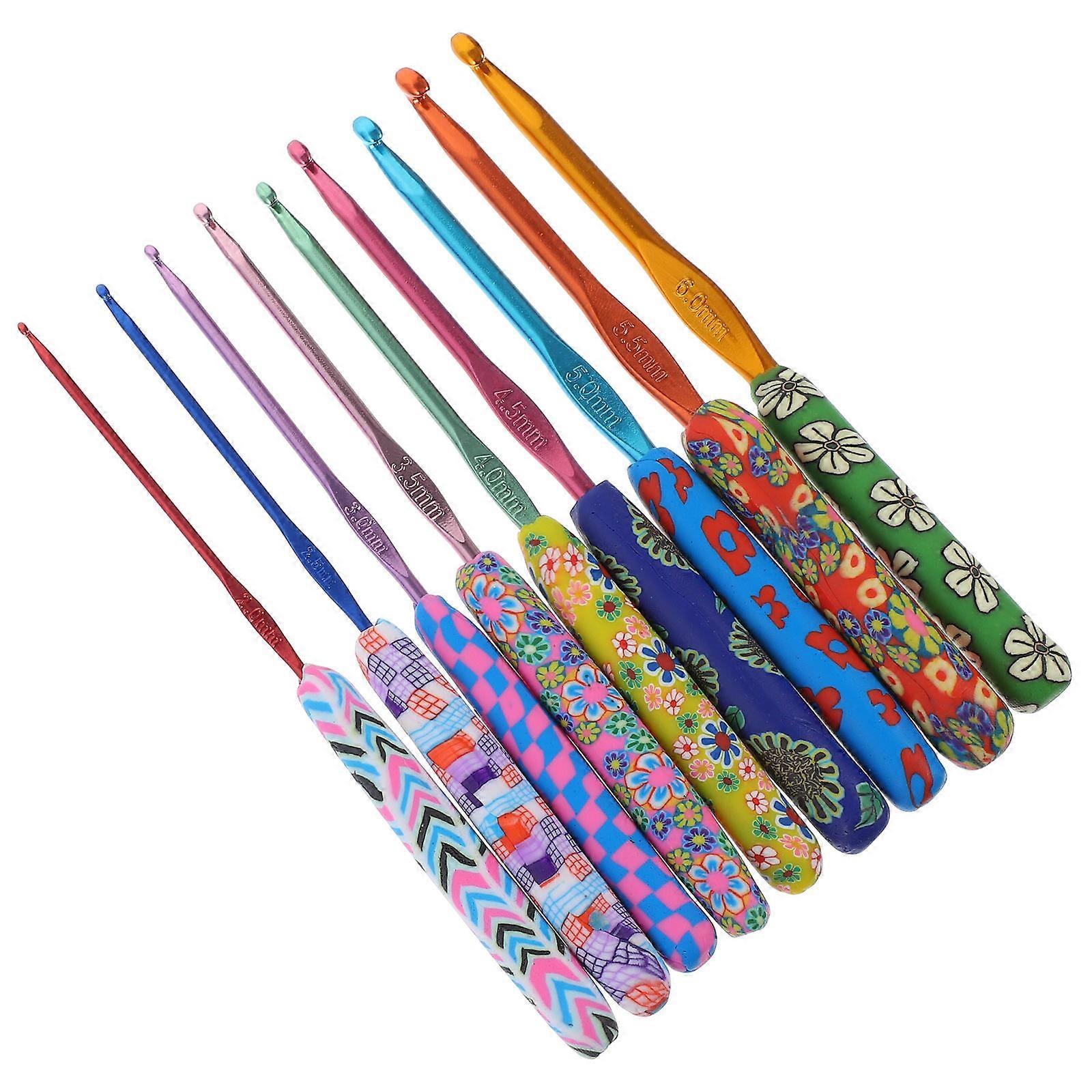 Colorful Crochet Hook Kit Weaving Tools Set Assorted Use Marked Sizes 9Pcs